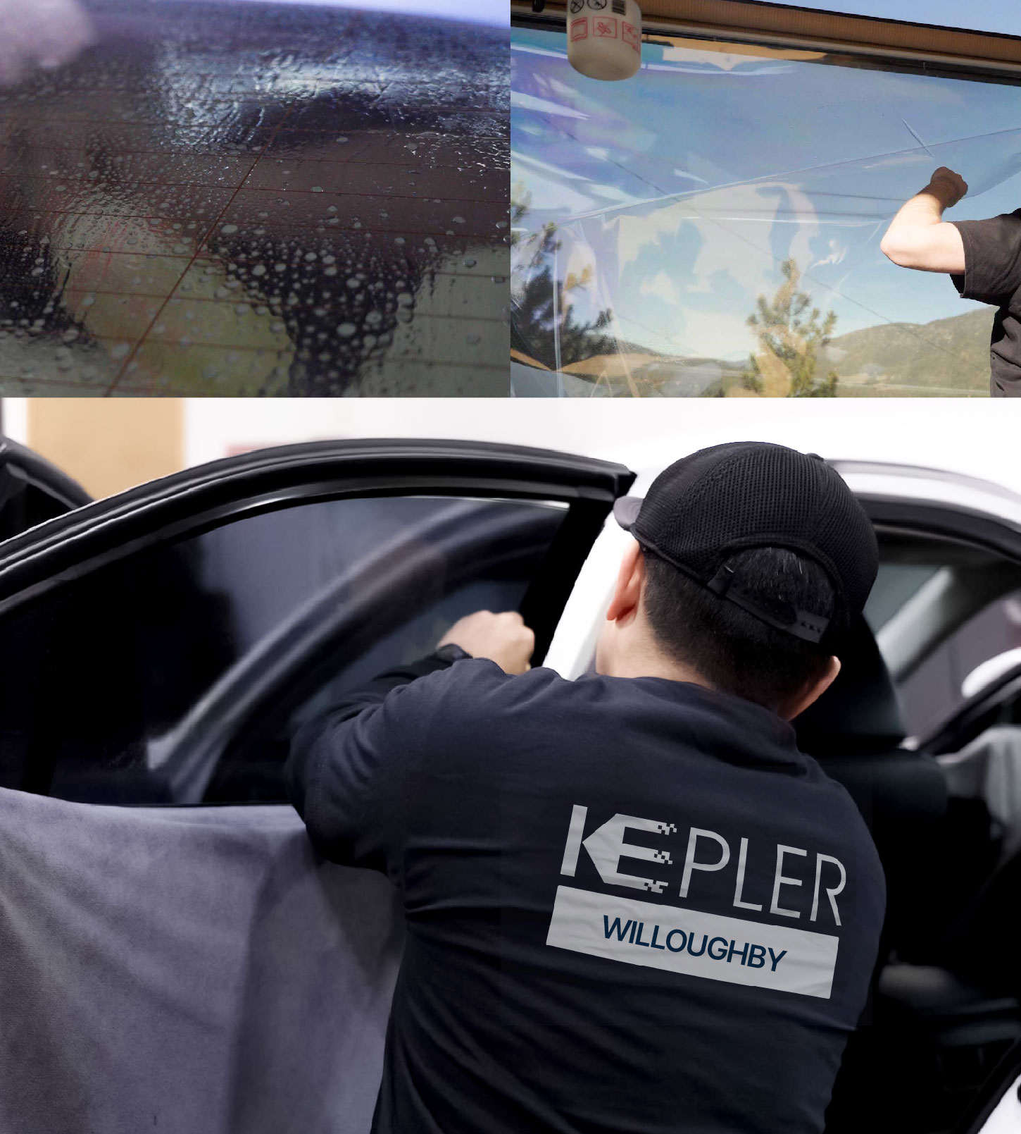 Automotive Window Tinting Expert Applying Film in Willoughby, Ohio