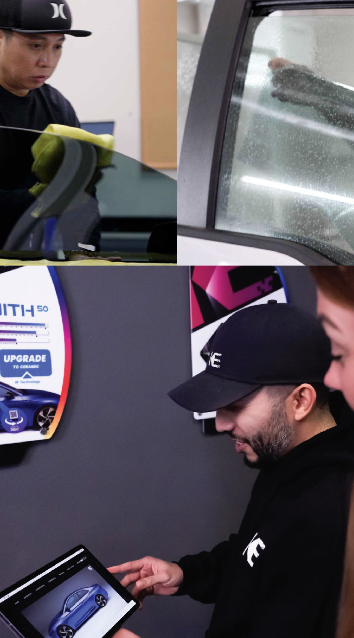 Kepler Dealer Showing Car Window Film Options to Customer in Stevenson Ranch, California