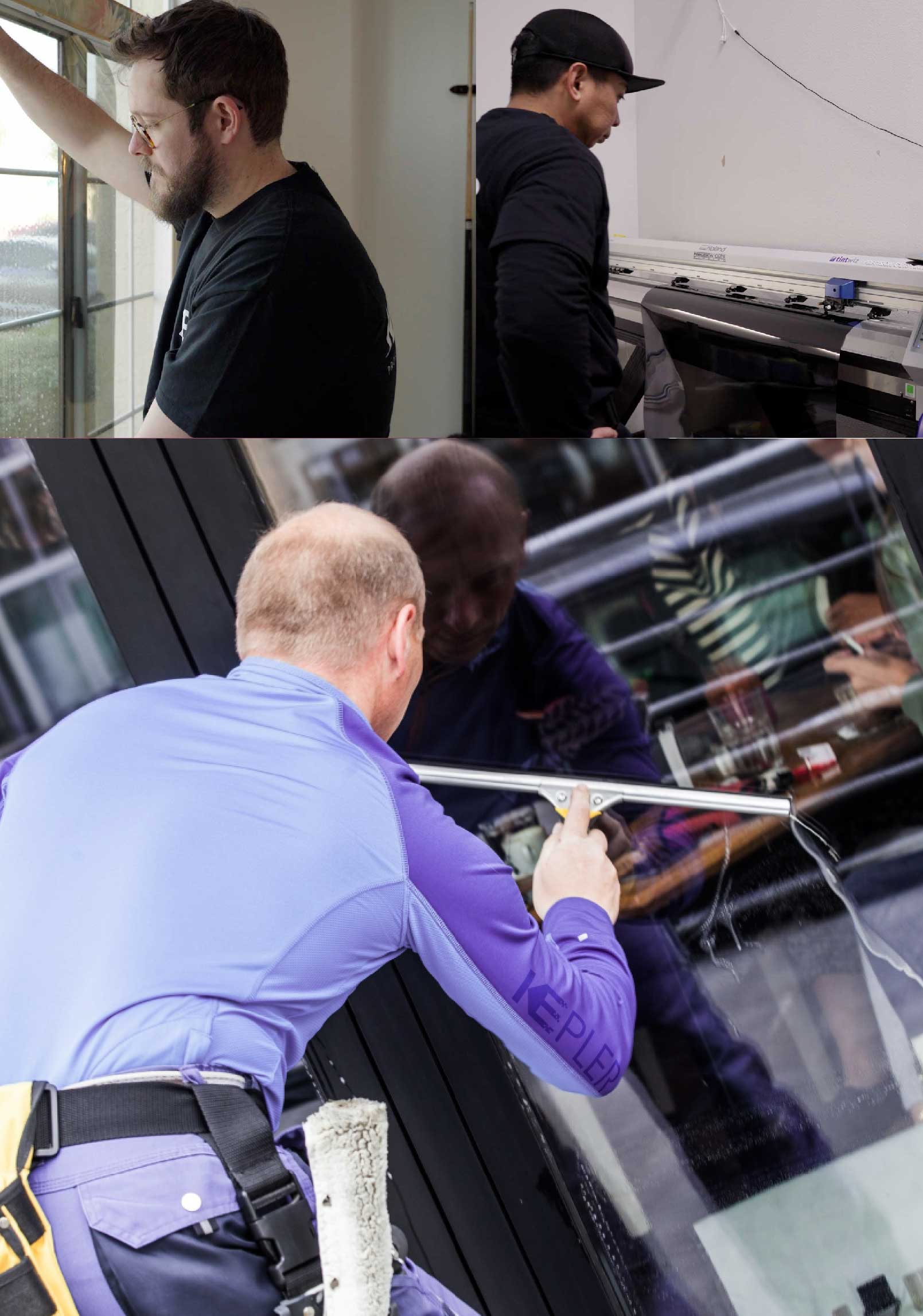 Kepler Professional Applying Anti-Graffiti Window Film to a Easton Shop Front