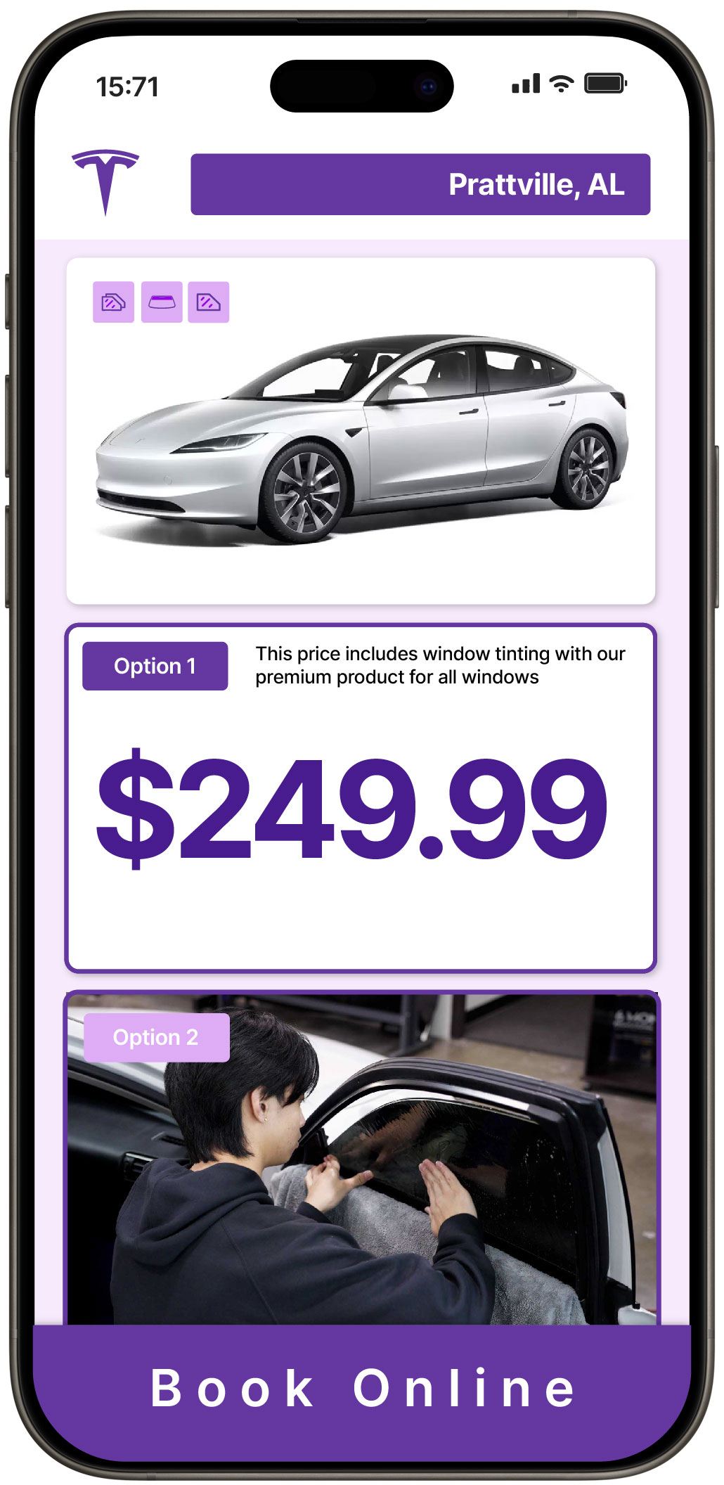 View Reasonable Tesla Window Tinting Prices in Prattville, Alabama