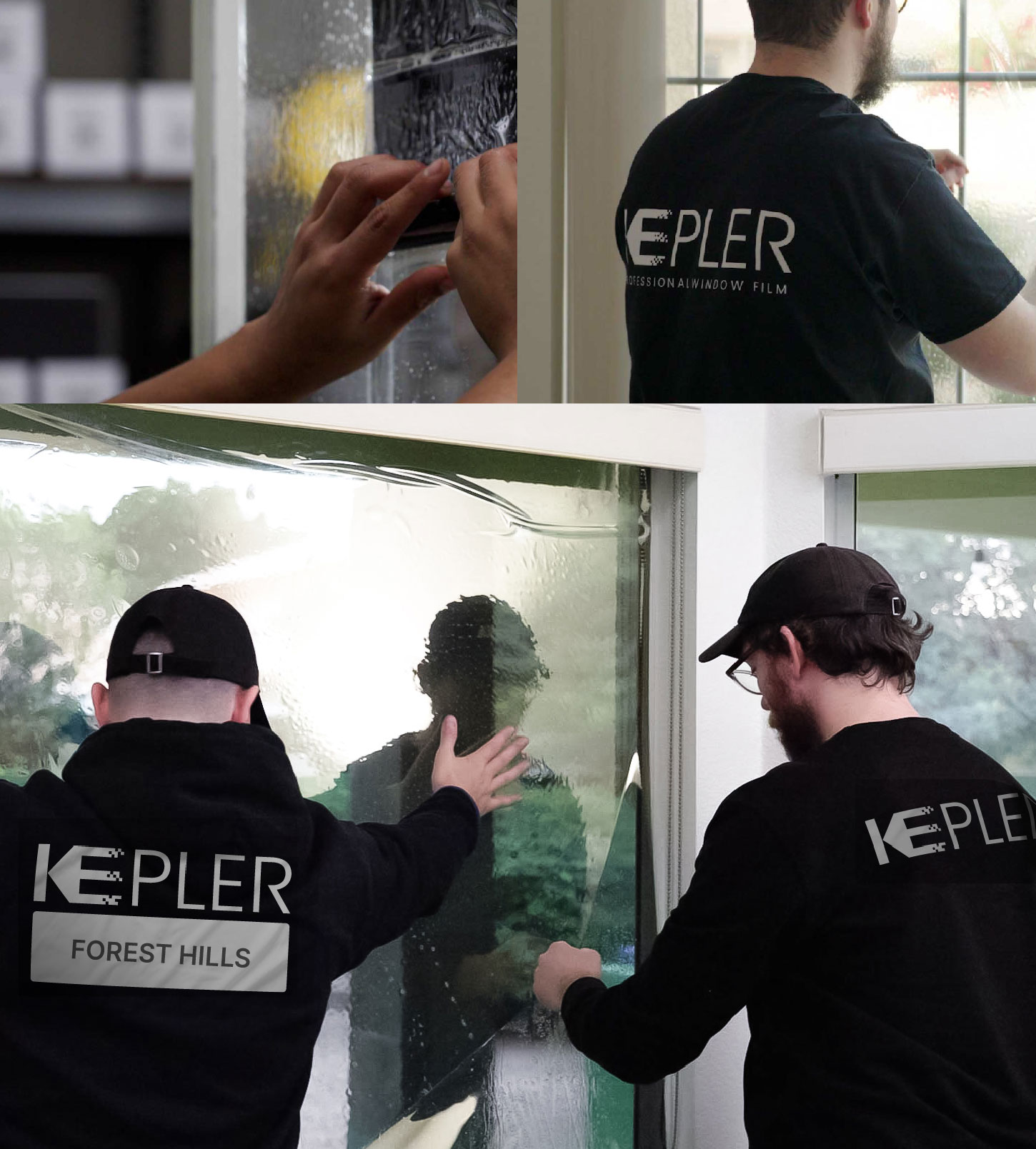 Kepler Technician Installing High-tech Window Tint to Home in Forest Hills