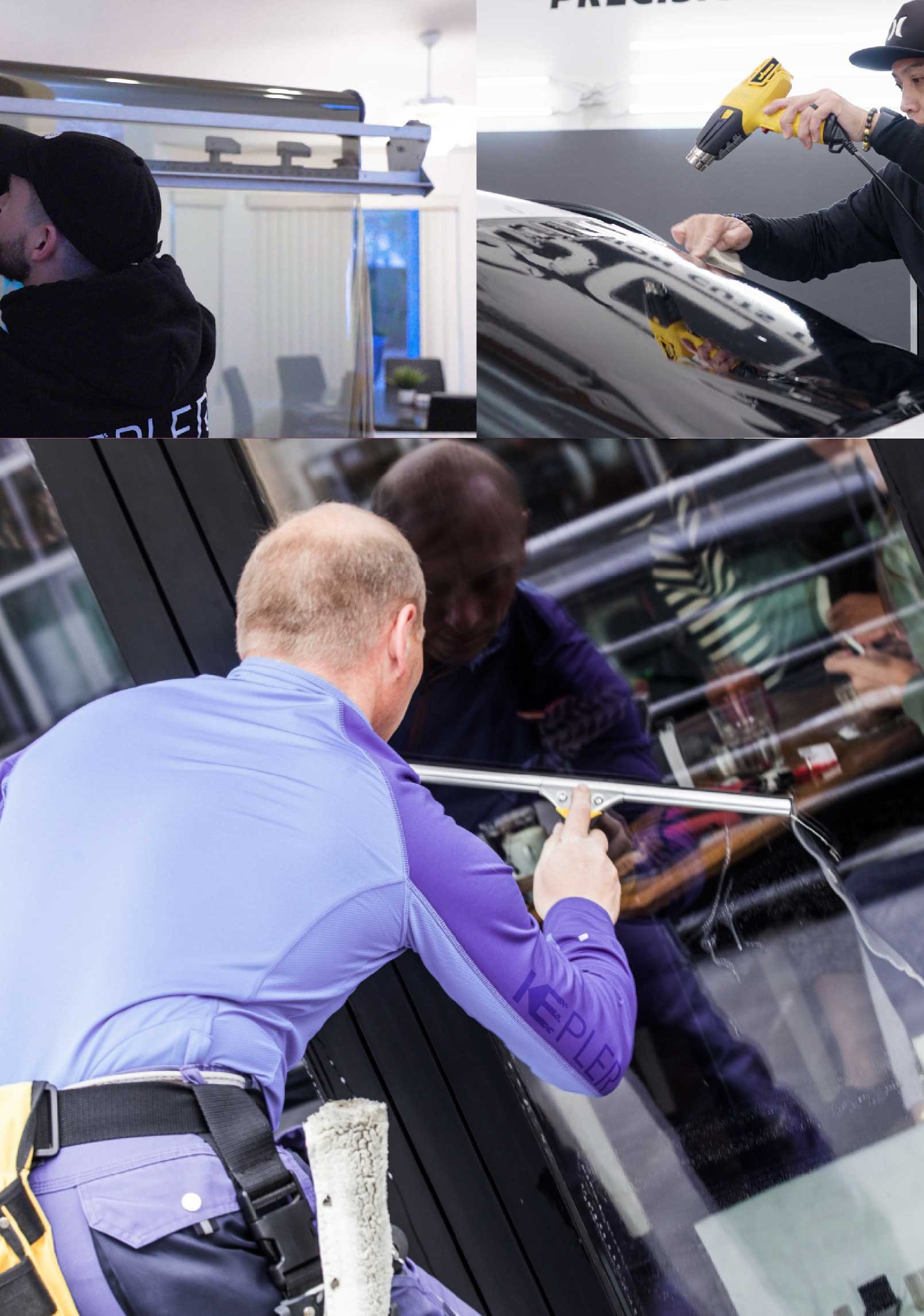 Kepler Professional Applying Anti-Graffiti Window Film to a Redford Shop Front