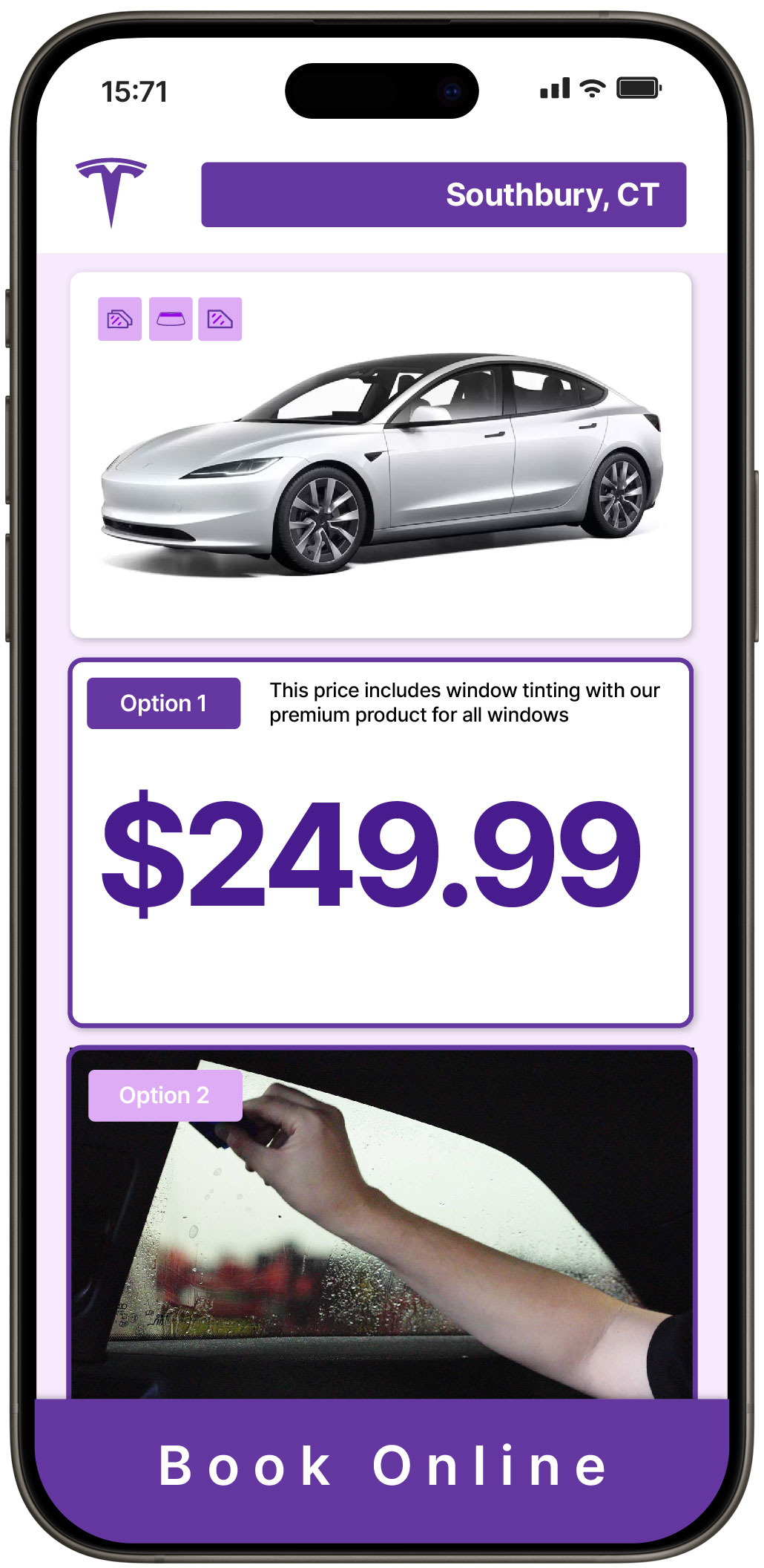 View Affordable Tesla Window Tinting Costs in Southbury, Connecticut