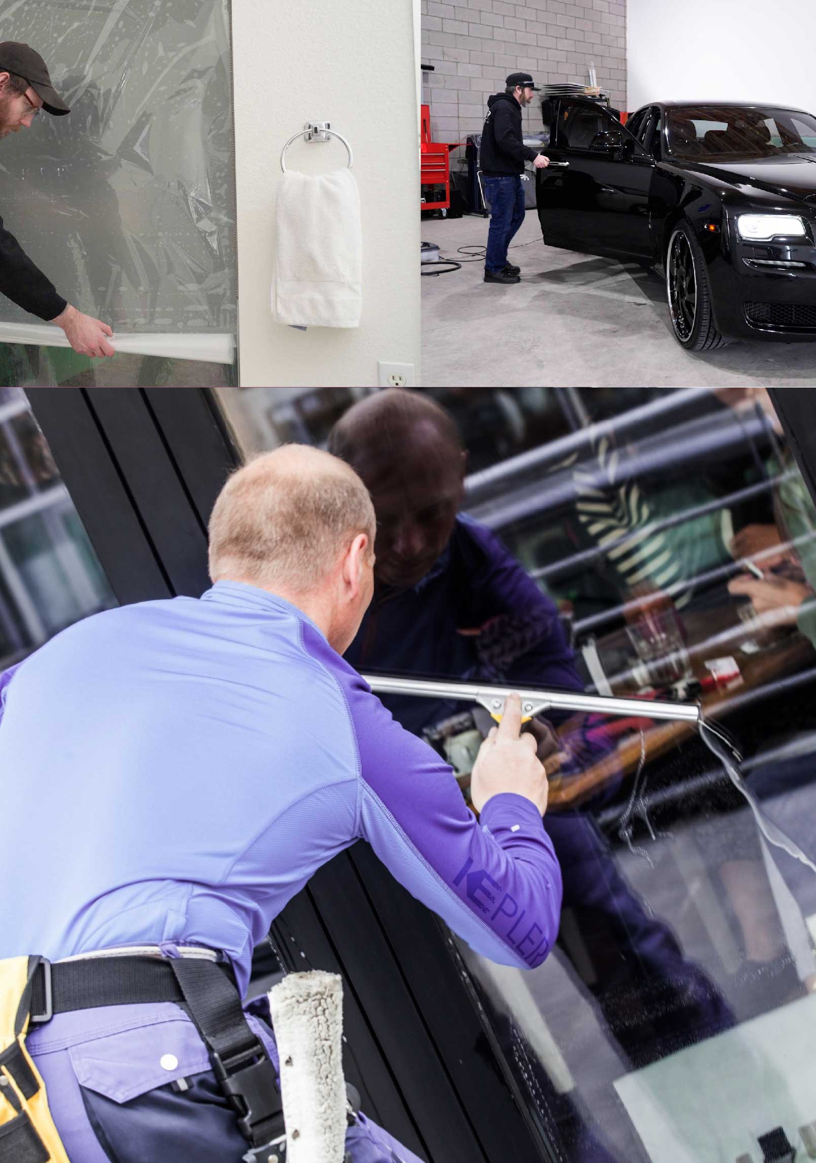 Kepler Expert Applying Anti-Graffiti Window Film to a Lake Forest Shop Front