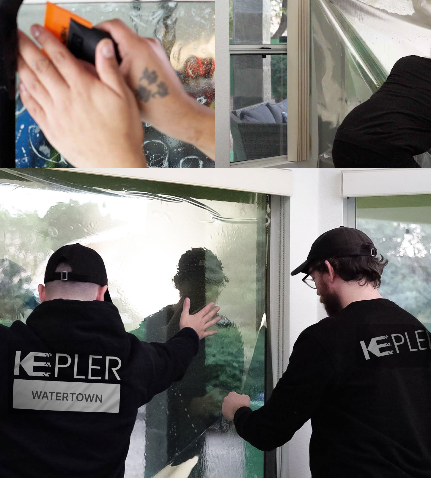 Kepler Technician Installing Advanced Window Tint to Home in Watertown