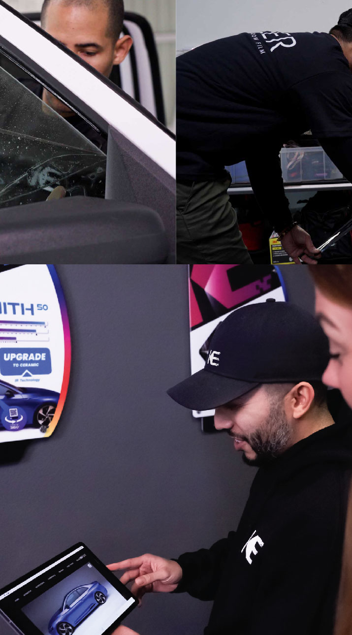 Kepler Dealer Showing Car Window Film Options to Customer in Lehigh Acres, Florida