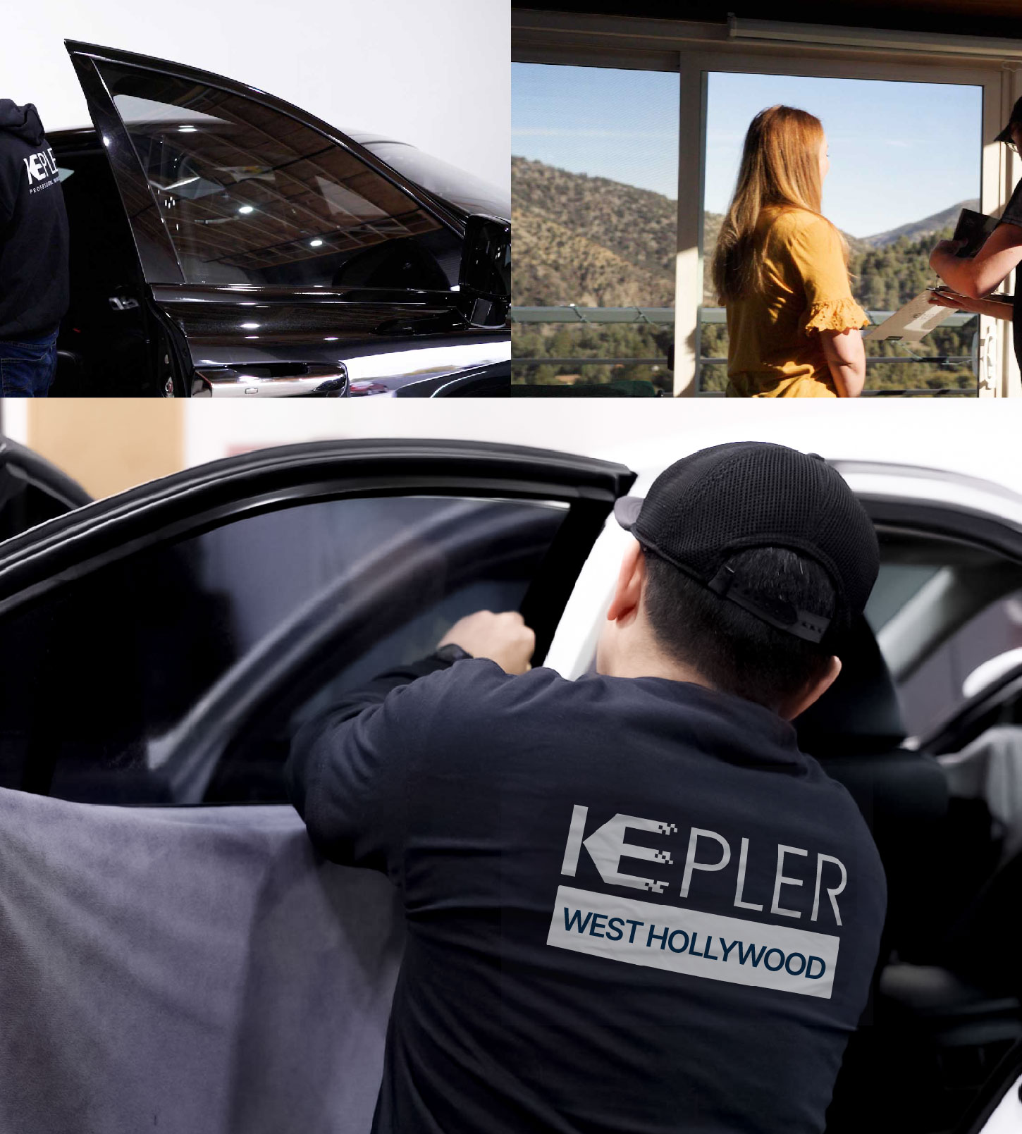 Automotive Window Tinting Expert Applying Film in West Hollywood, California