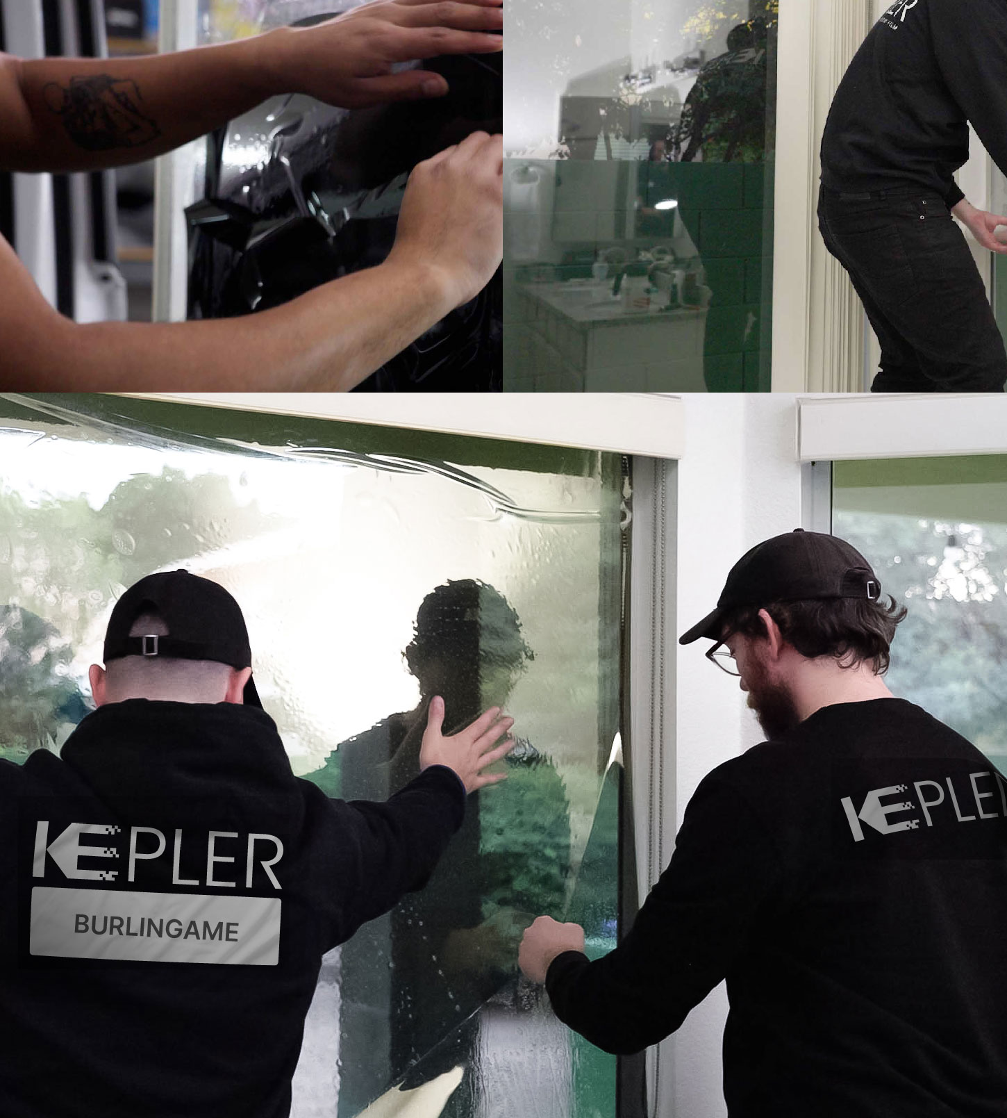 Expert Technician Applying Advanced Window Tint to Home in Burlingame