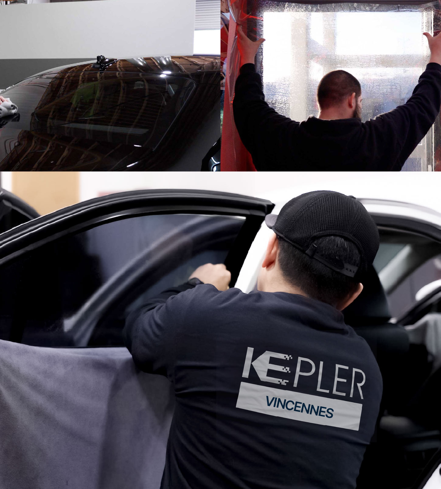 Automotive Window Tinting Expert Applying Film in Vincennes, Indiana