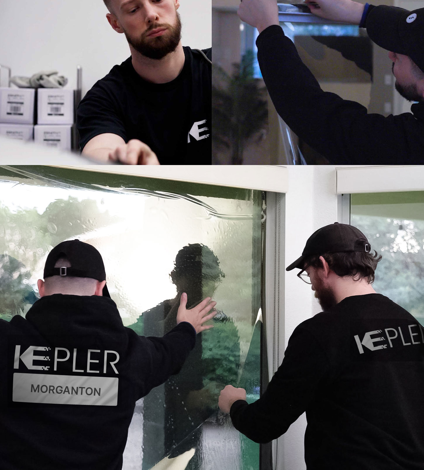 Kepler Technician Applying Advanced Window Tint to Home in Morganton