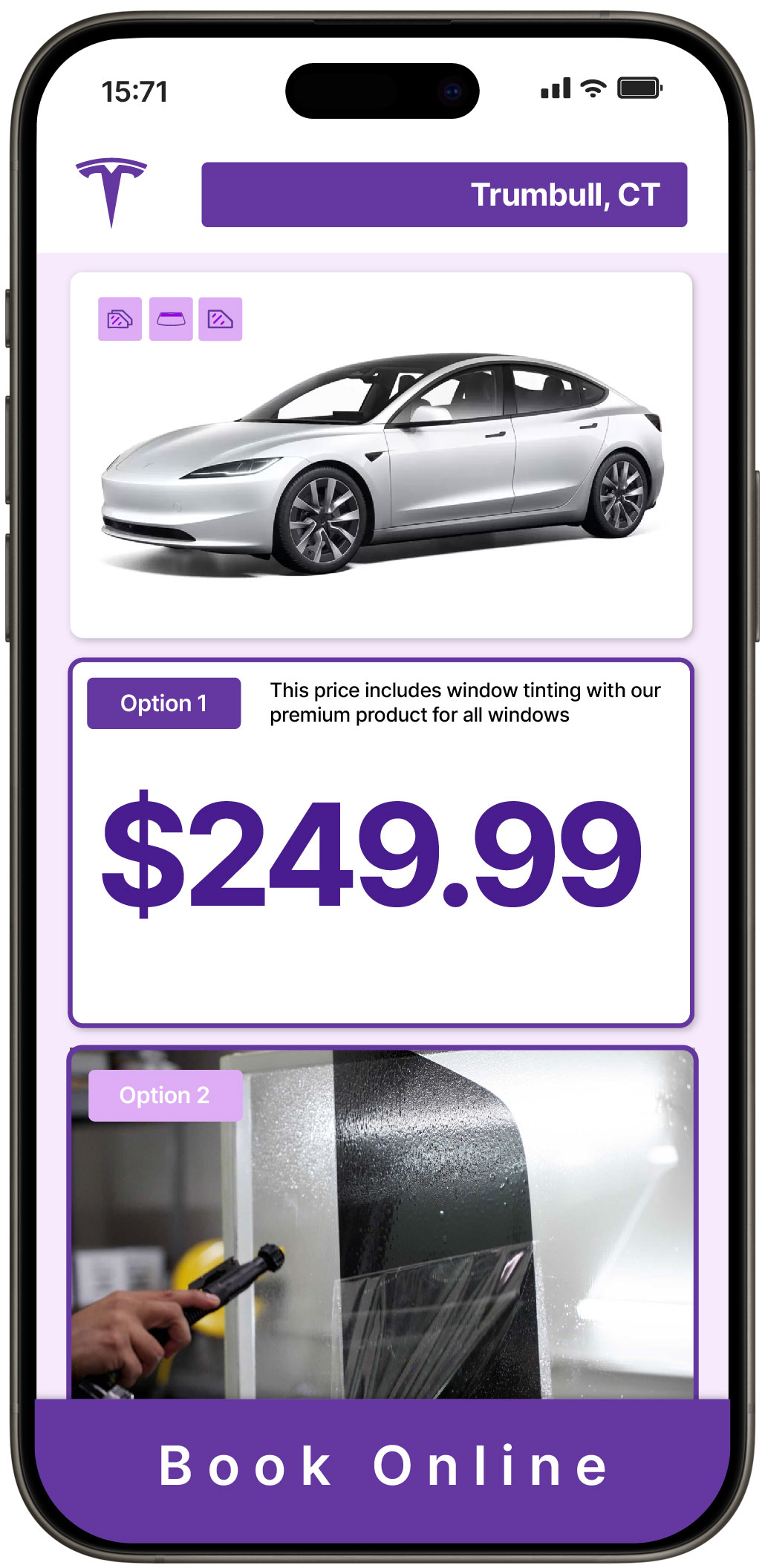 View Competitive Tesla Window Tinting Rates in Trumbull, Connecticut