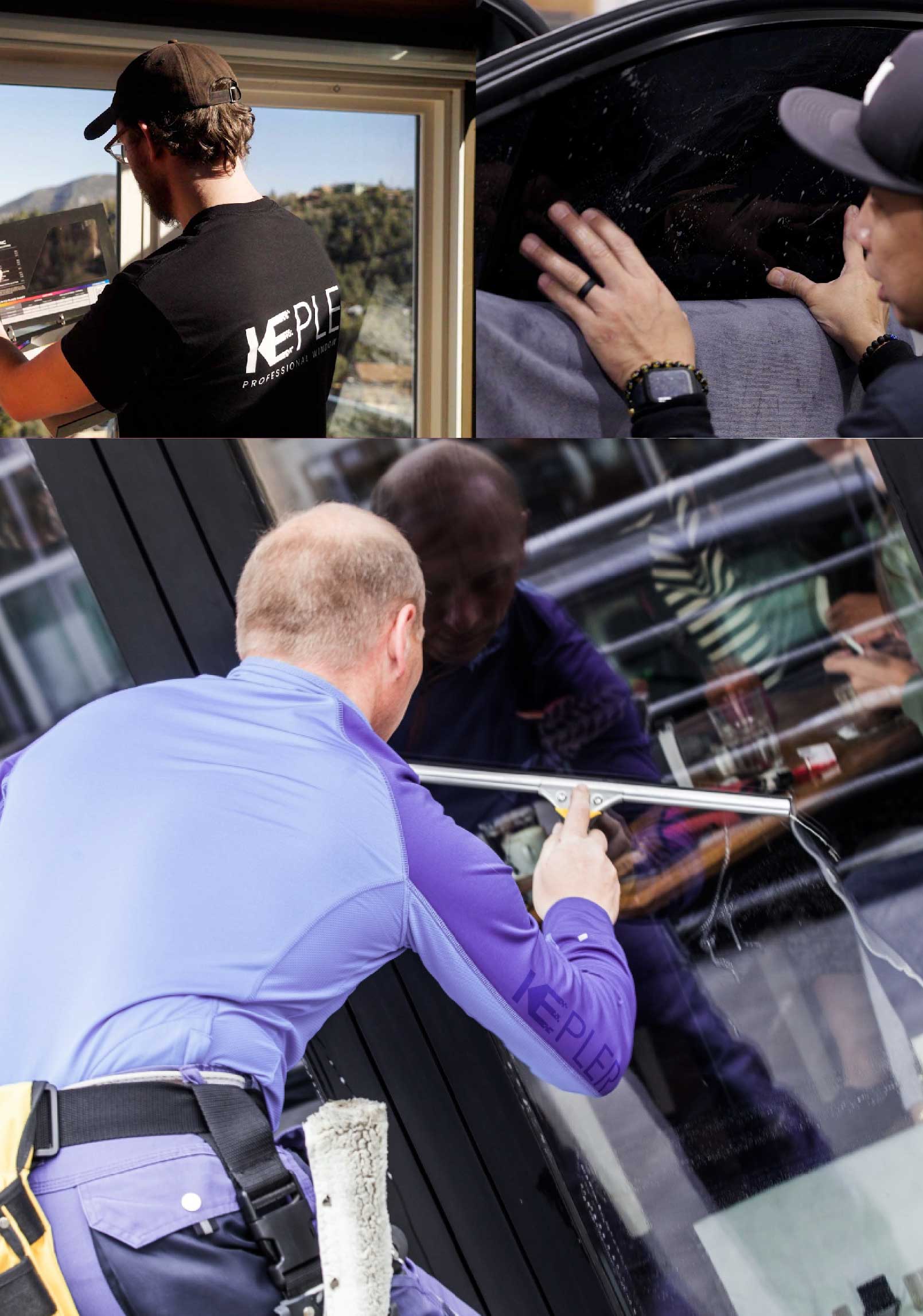 Kepler Skilled Applying Anti-Graffiti Window Film to a Hermosa Beach Shop Front