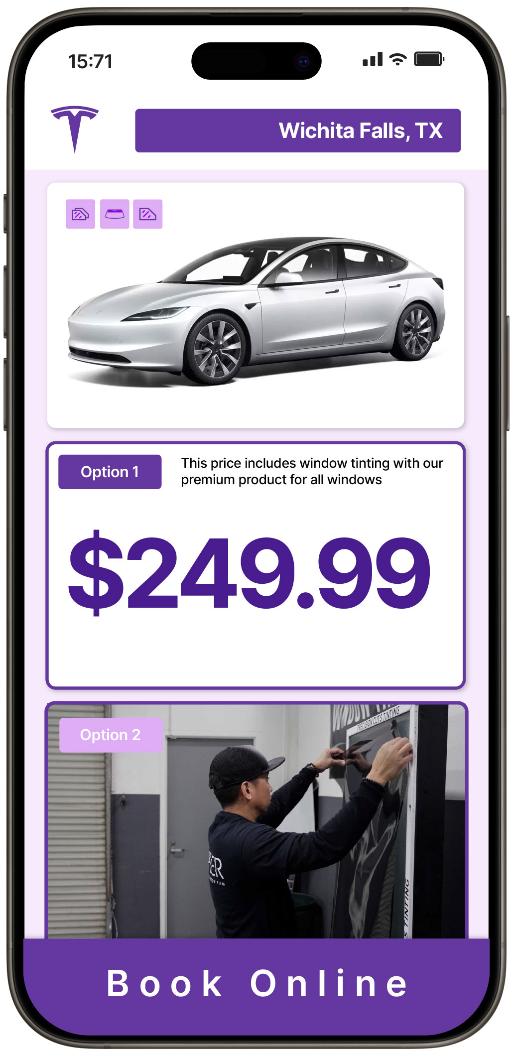 View Competitive Tesla Window Tinting Prices in Wichita Falls, Texas