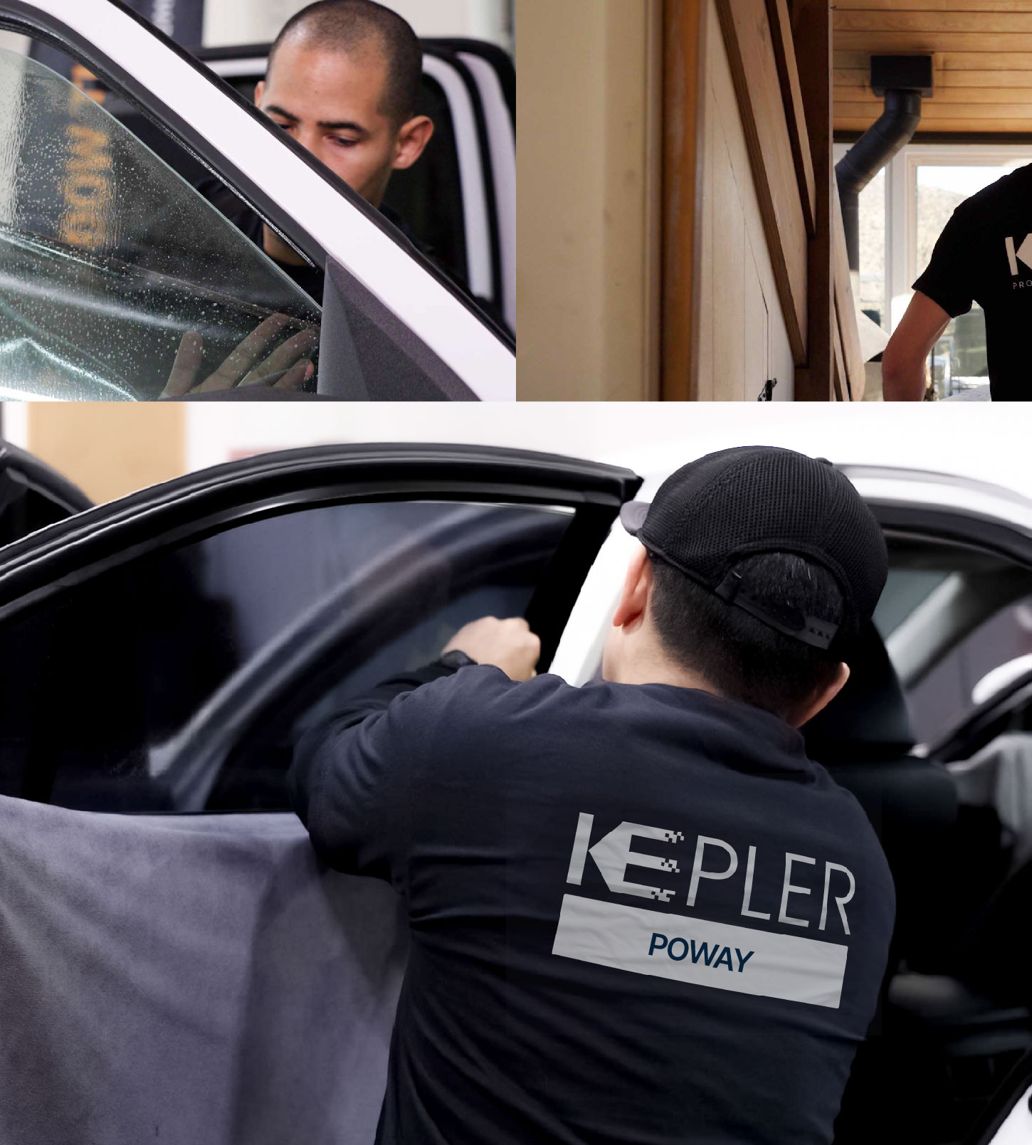 Automotive Window Tinting Expert Applying Film in Poway, California