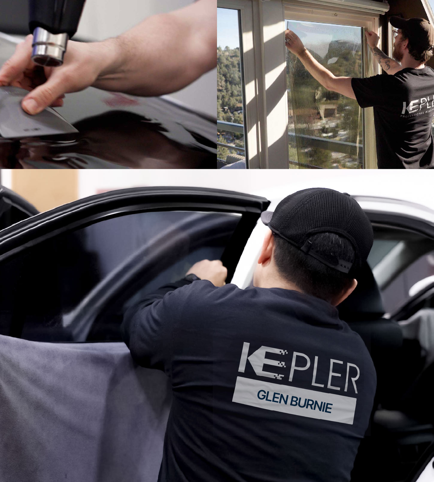 Automotive Window Tinting Expert Applying Film in Glen Burnie, Maryland