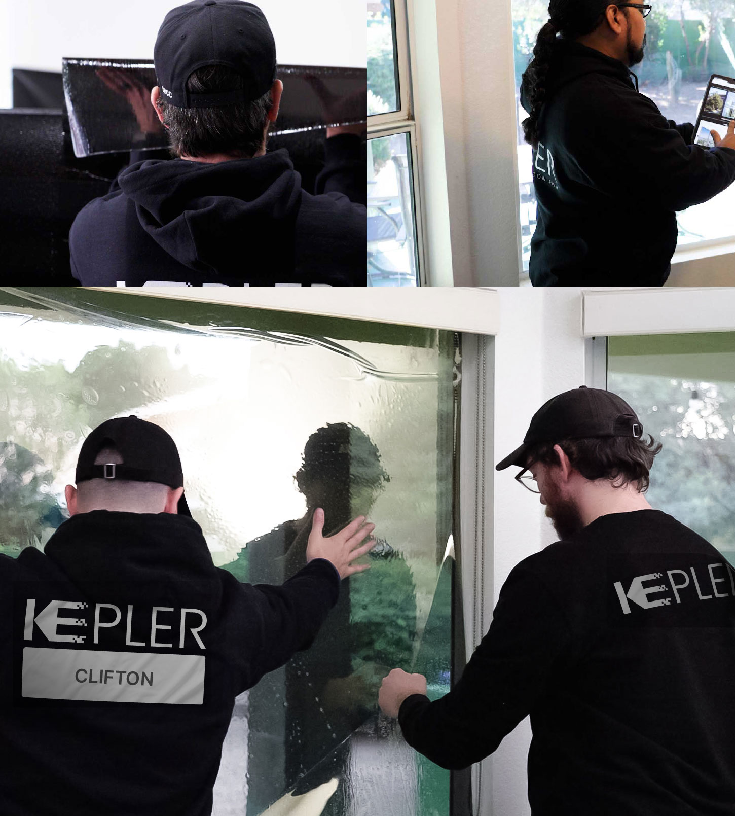 Expert Technician Applying Advanced Window Tint to Home in Clifton