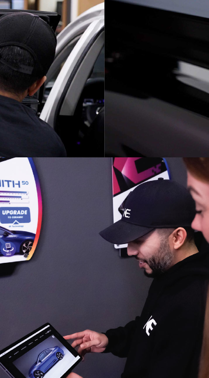 Kepler Dealer Showing Car Window Film Options to Customer in Wilmington, Delaware