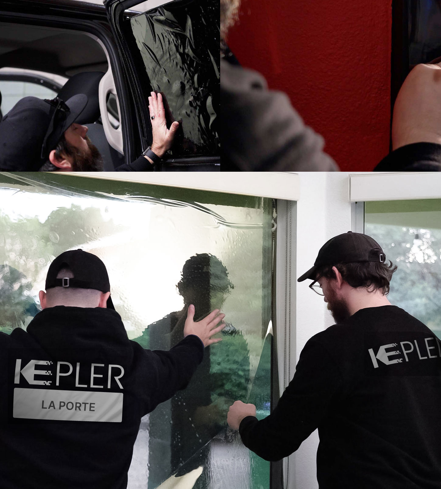 Kepler Technician Installing Advanced Window Tint to Home in La Porte