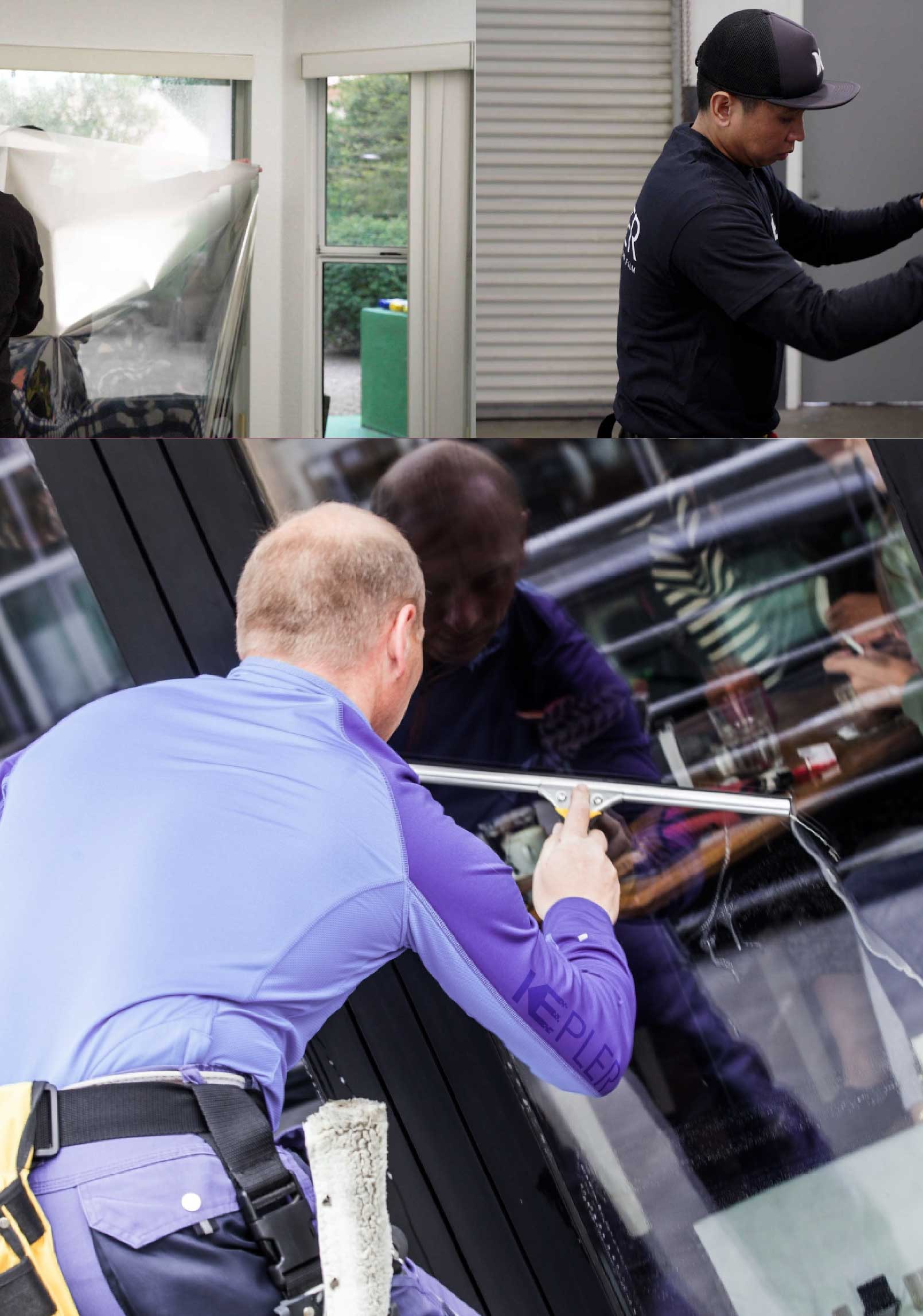 Kepler Skilled Applying Anti-Graffiti Window Film to a Granite Bay Shop Front