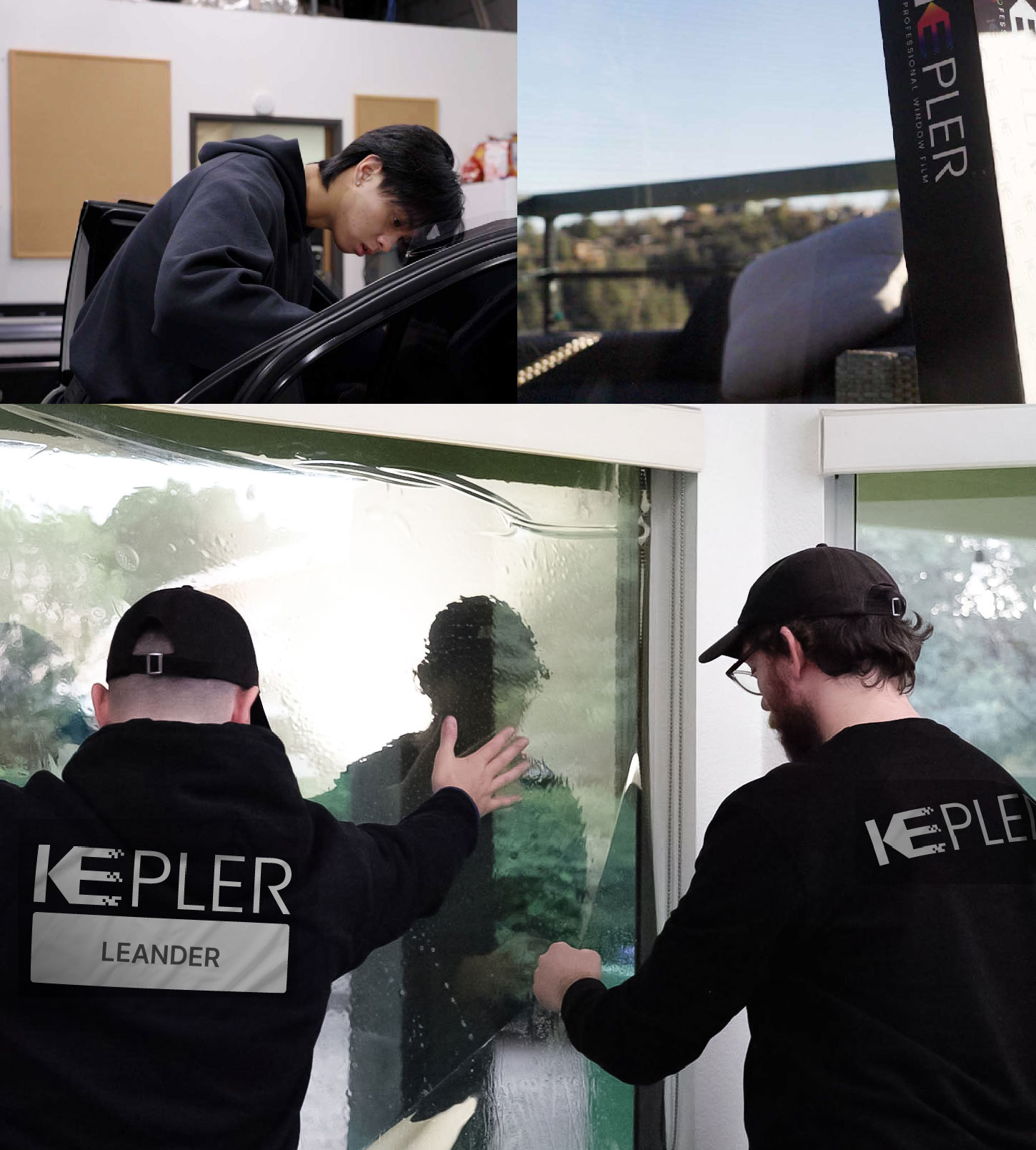 Kepler Technician Applying Advanced Window Tint to Home in Leander