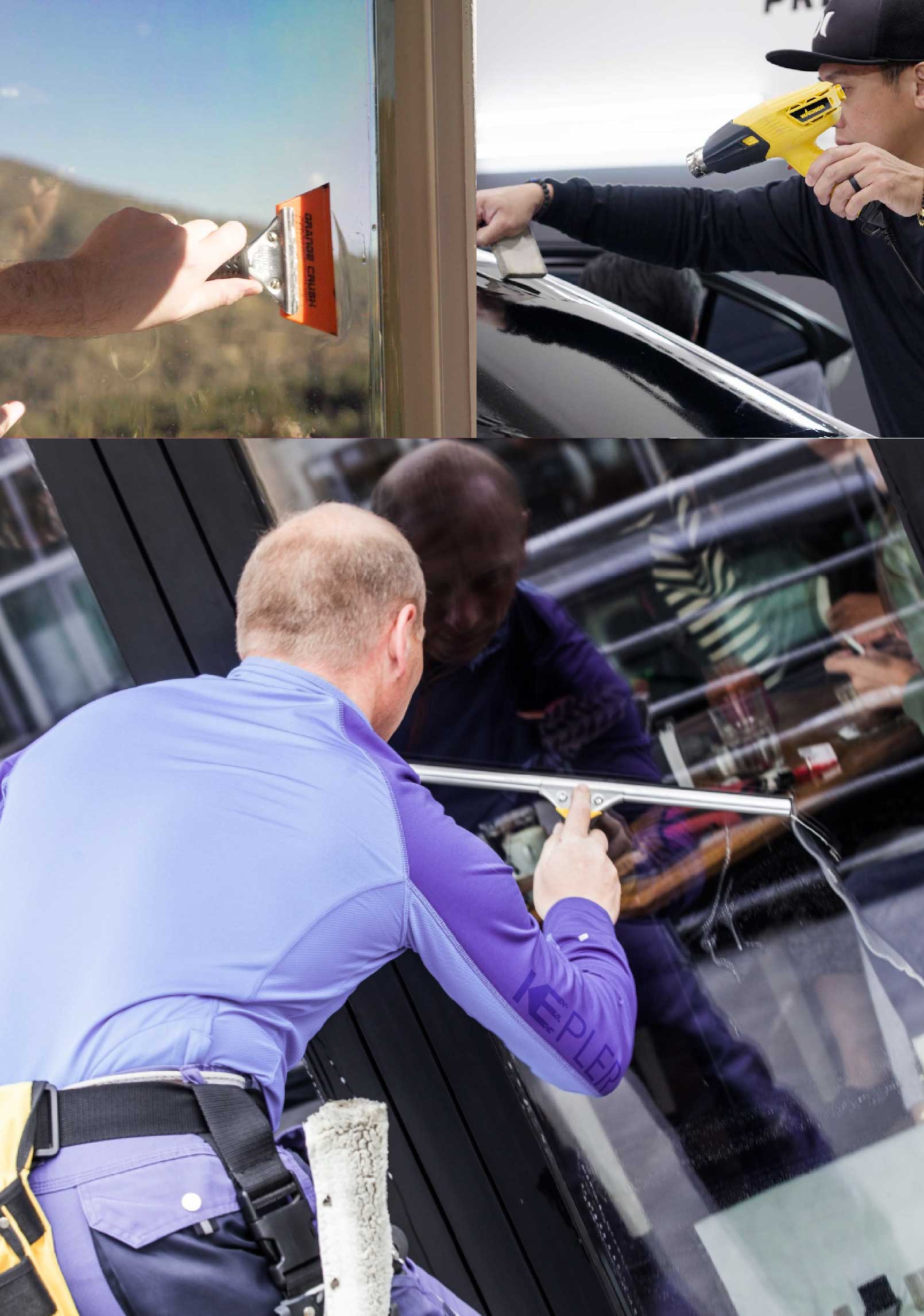 Kepler Skilled Applying Anti-Graffiti Window Film to a North Babylon Shop Front