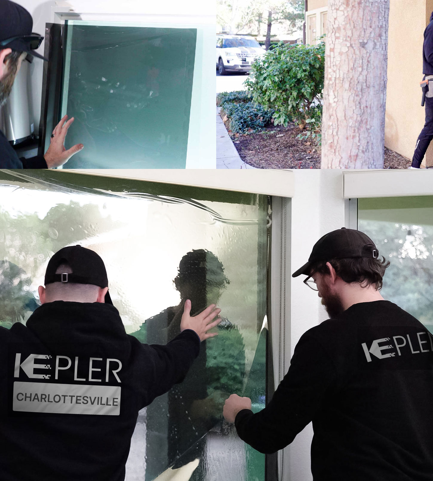 Kepler Technician Applying High-tech Window Tint to Home in Charlottesville