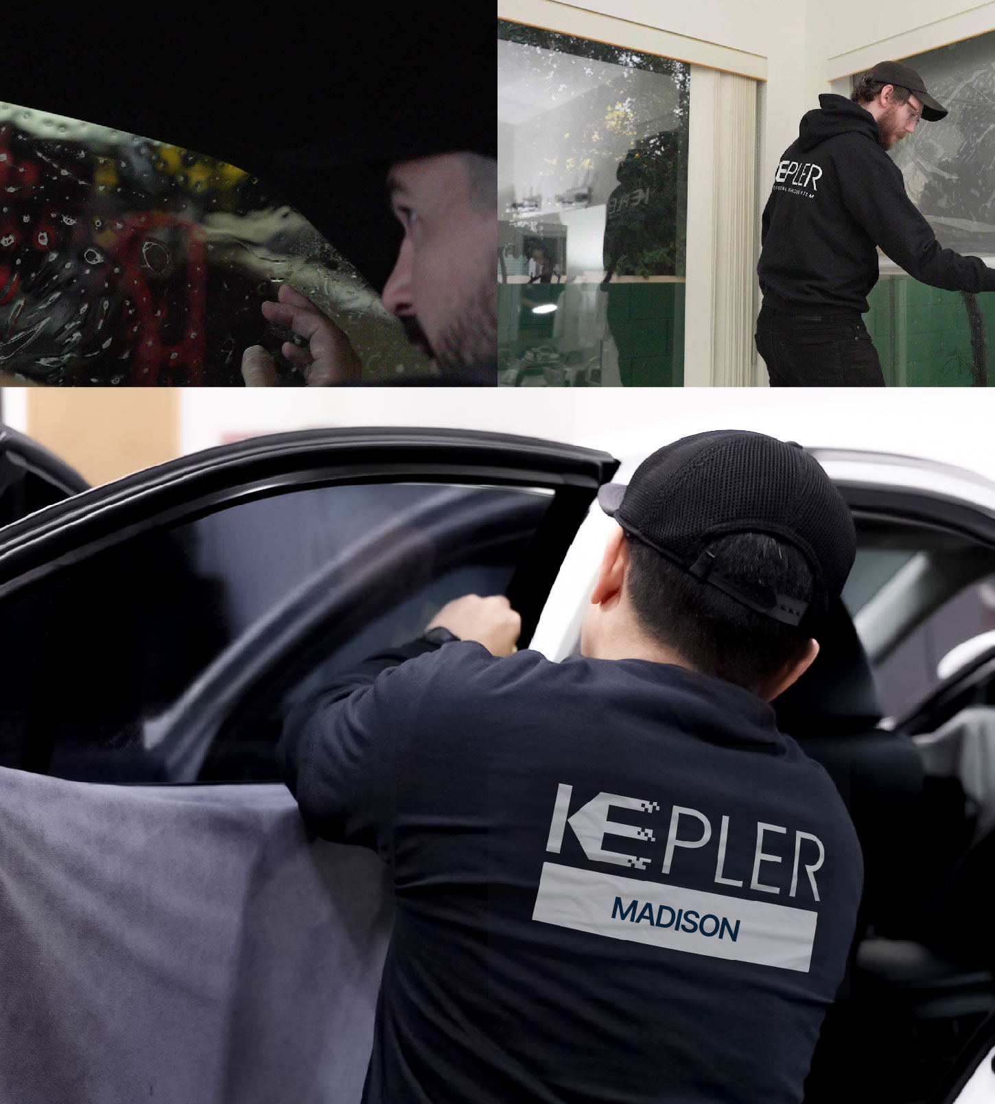 Automotive Window Tinting Expert Applying Film in Madison, New Jersey