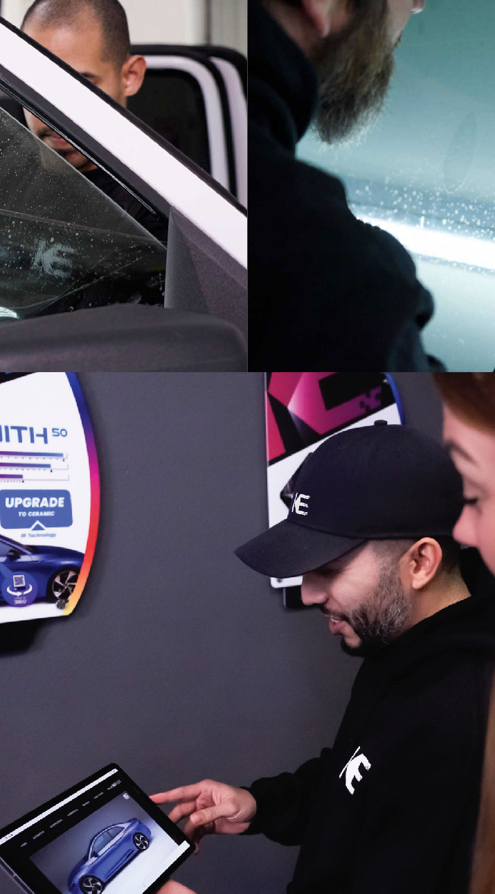 Kepler Dealer Showing Car Window Film Options to Customer in Onalaska, Wisconsin