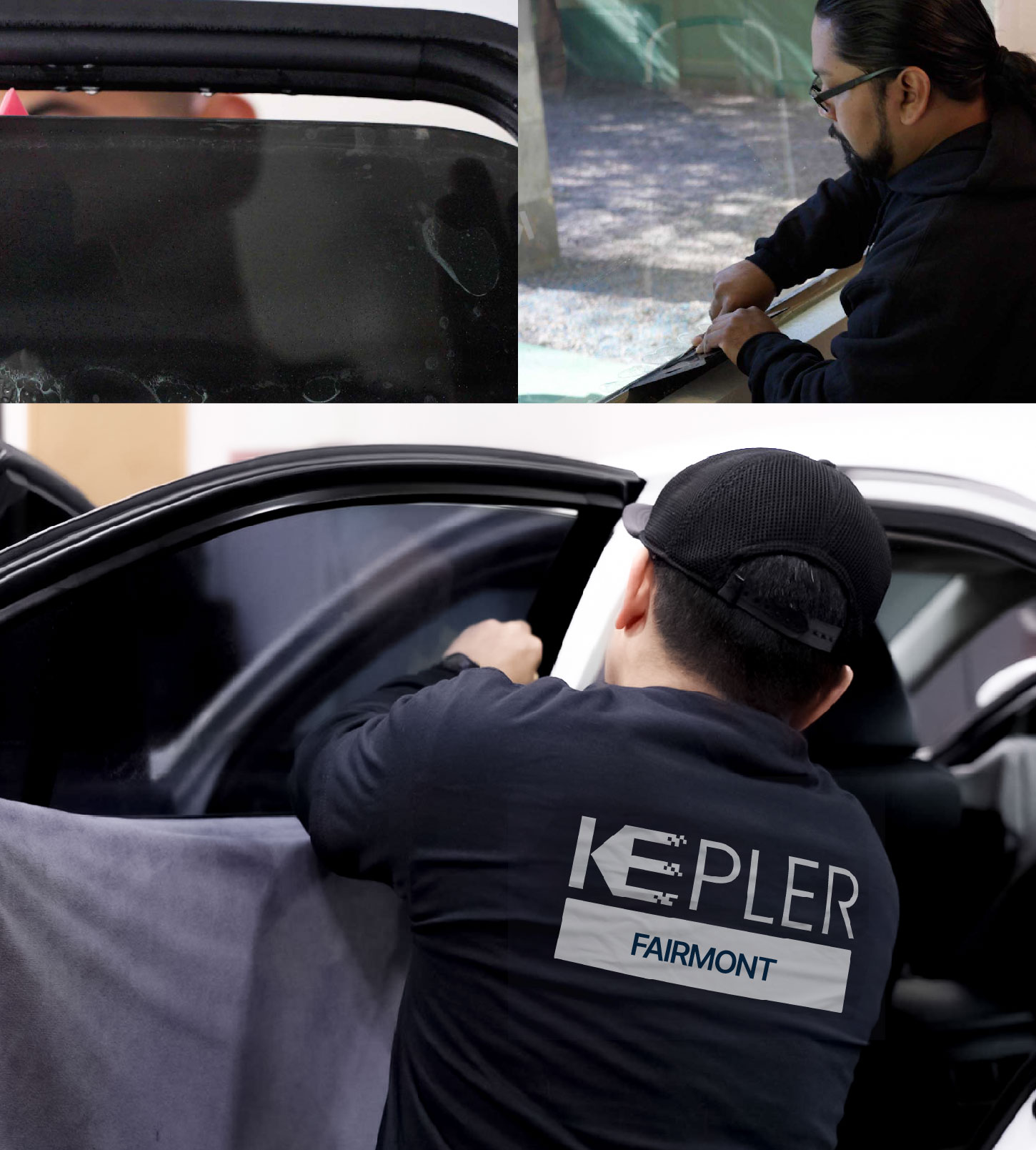 Automotive Window Tinting Expert Applying Film in Fairmont, West Virginia