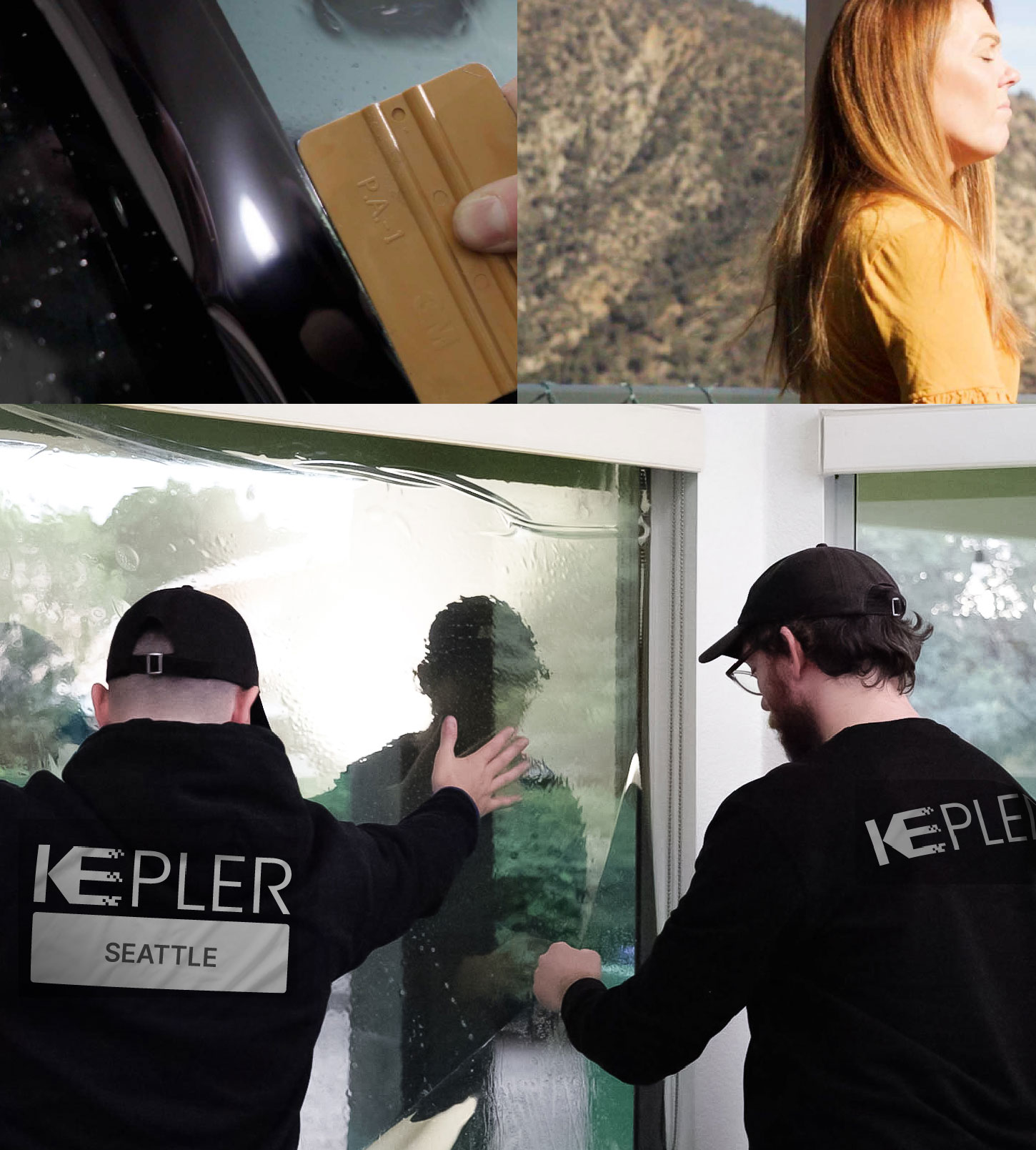 Kepler Technician Installing Ceramic Window Tint to Home in Seattle