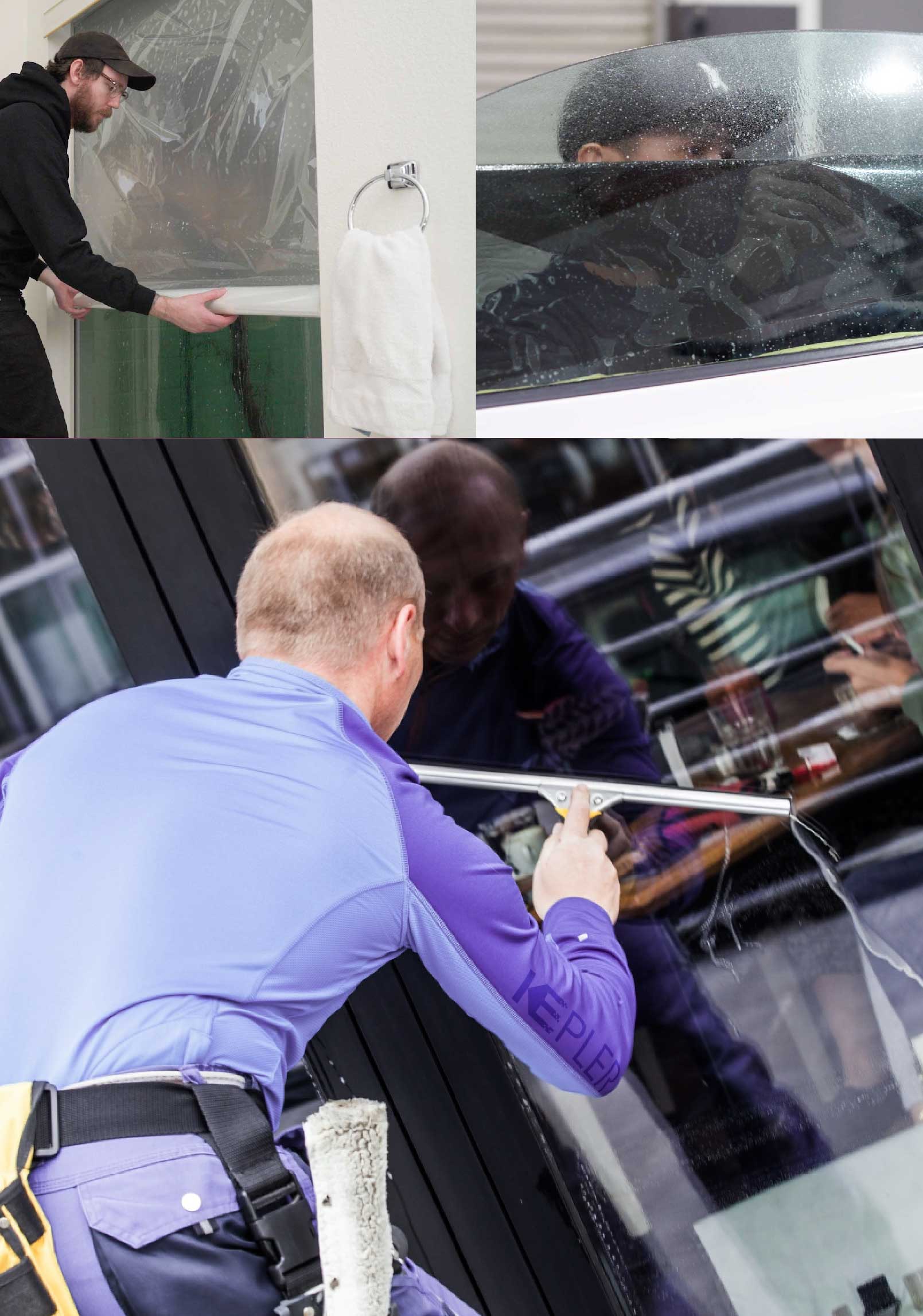 Kepler Skilled Applying Anti-Graffiti Window Film to a Gardena Shop Front