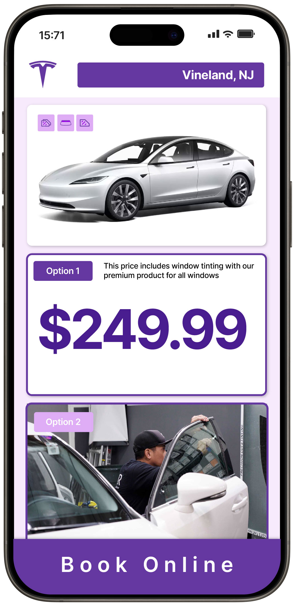 View Affordable Tesla Window Tinting Costs in Avenel, New Jersey