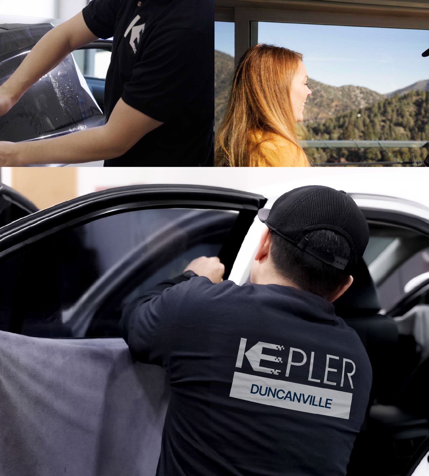 Automotive Window Tinting Expert Applying Film in Duncanville, Texas