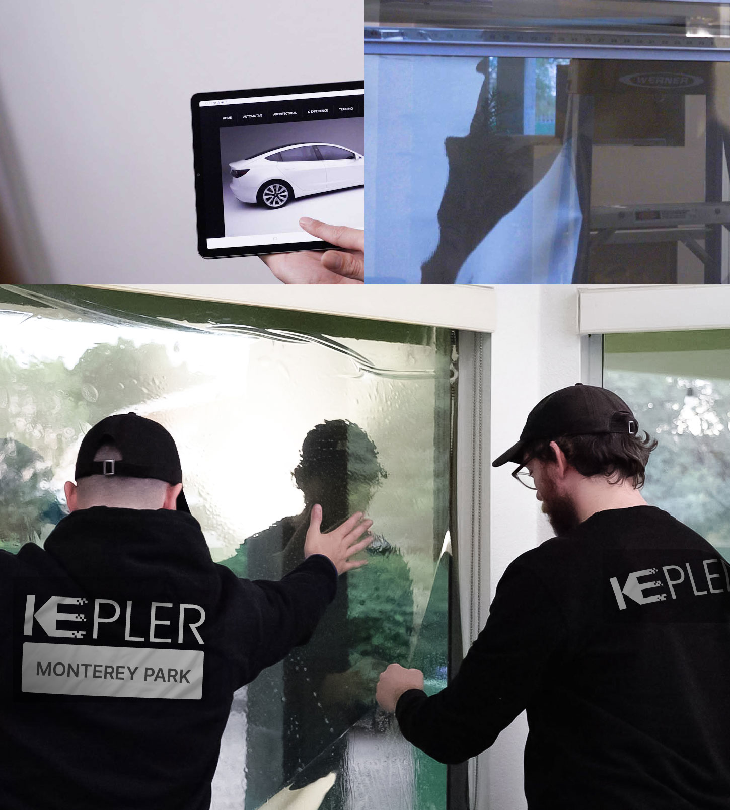 Expert Technician Applying Advanced Window Tint to Home in Monterey Park