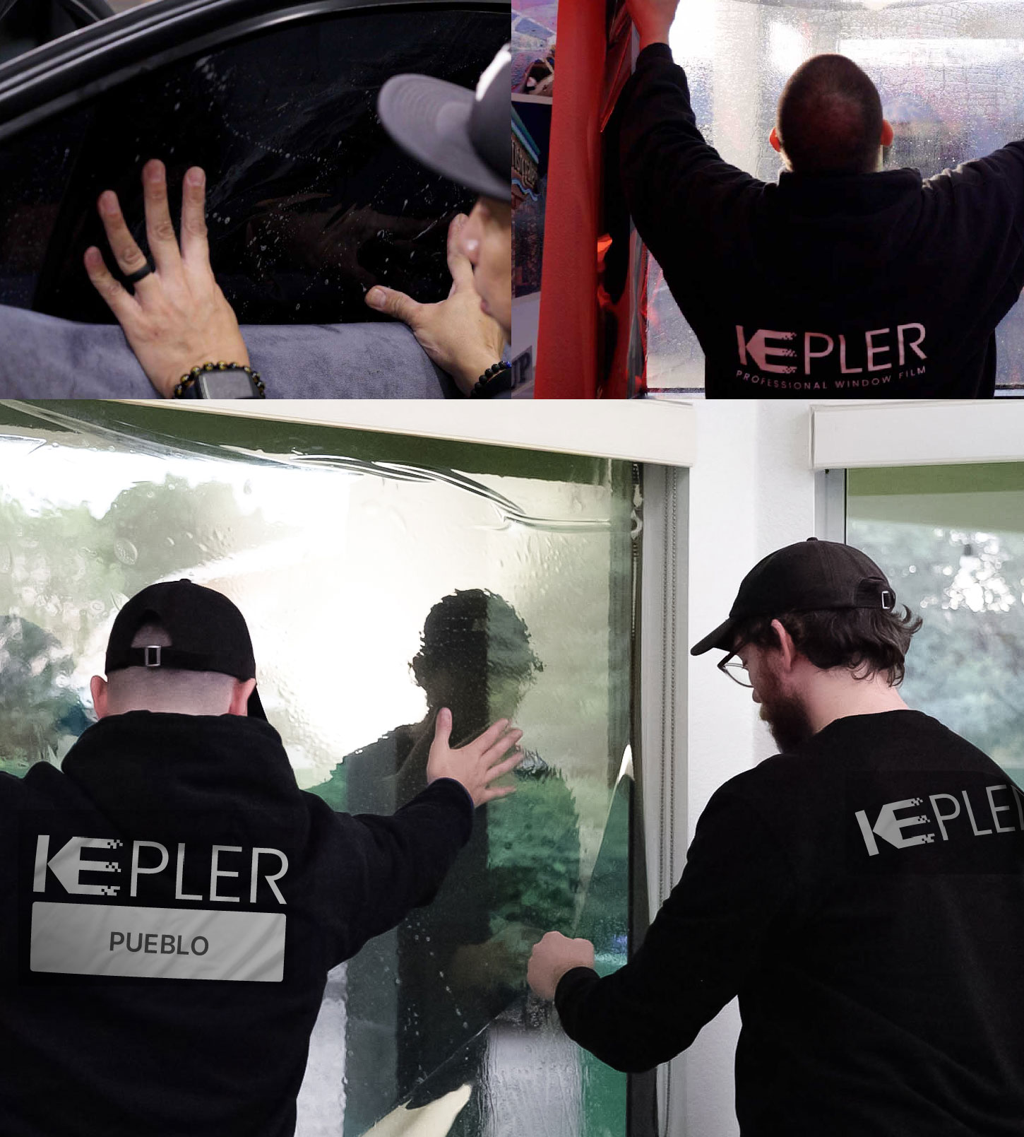 Expert Technician Applying Advanced Window Tint to Home in Pueblo
