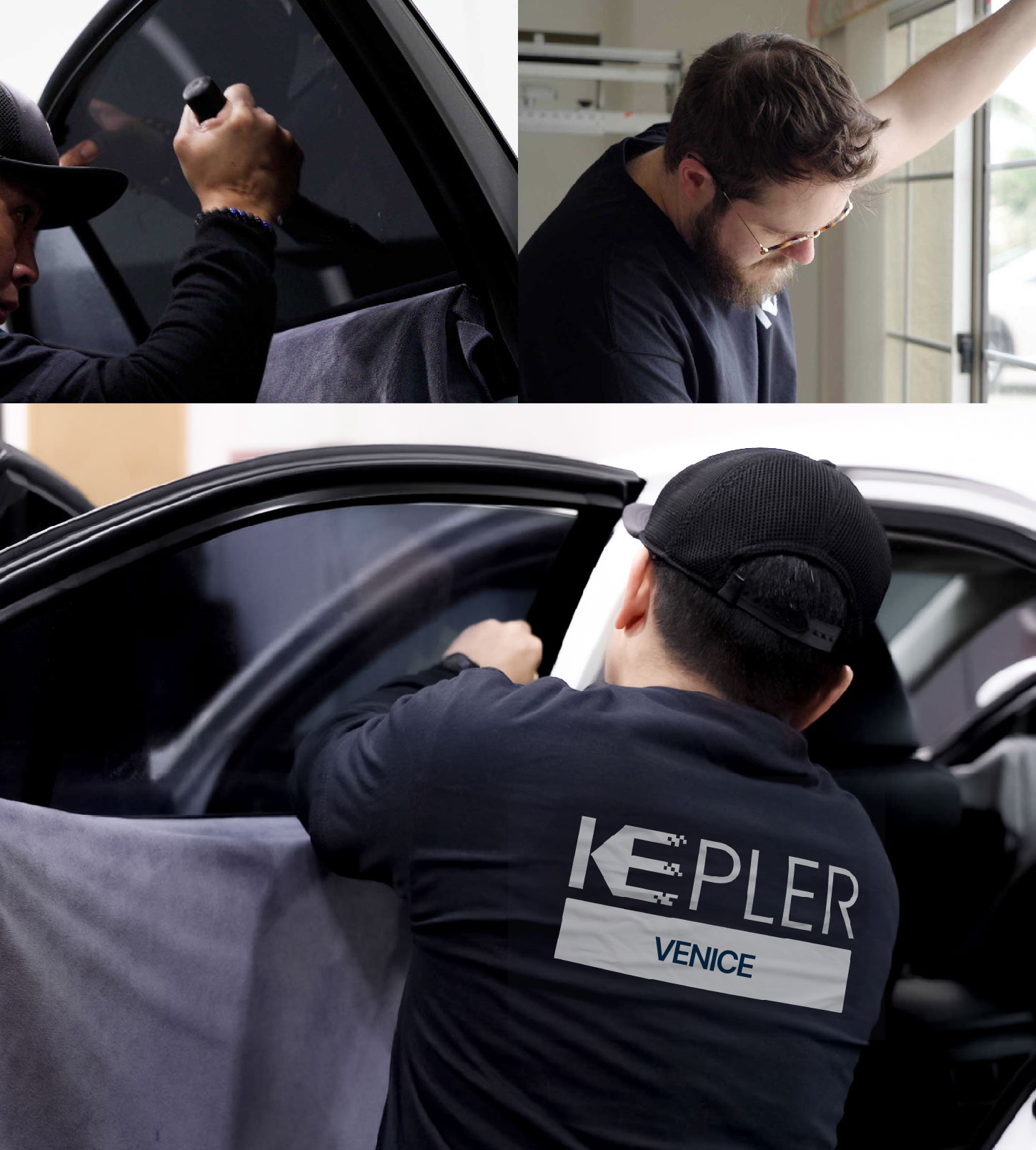 Automotive Window Tinting Expert Applying Film in Venice, California