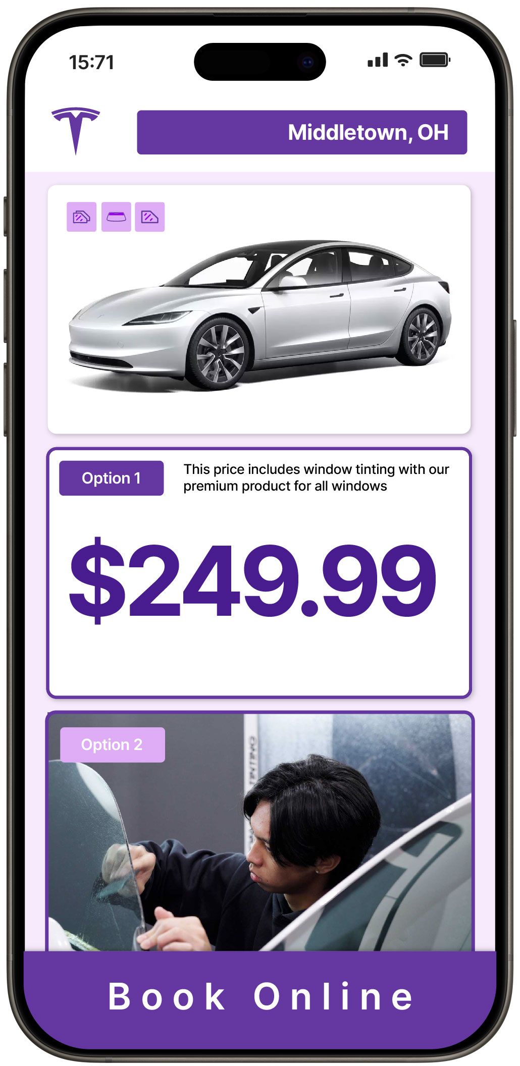 View Reasonable Tesla Window Tinting Costs in Middletown, Ohio