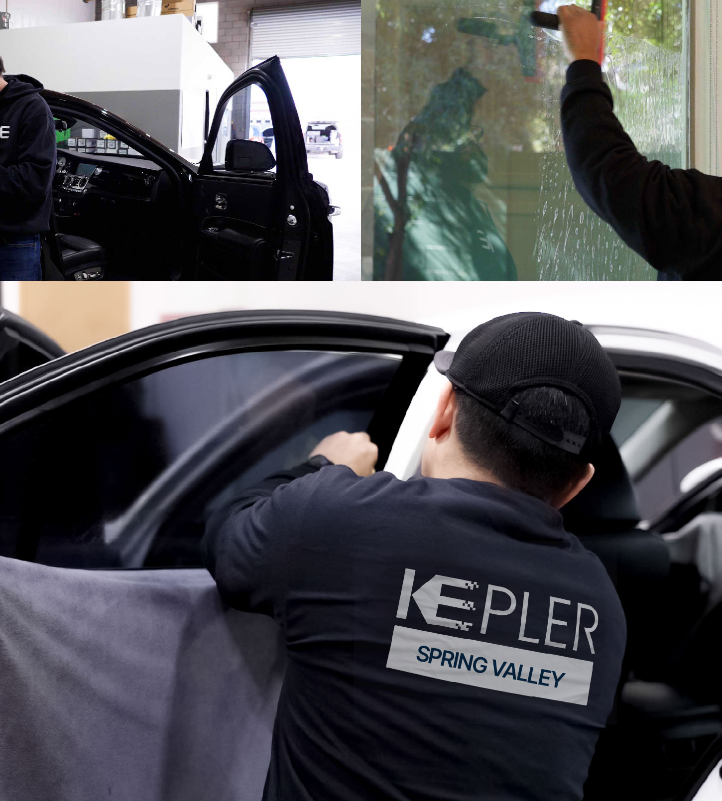 Automotive Window Tinting Expert Applying Film in Spring Valley, California