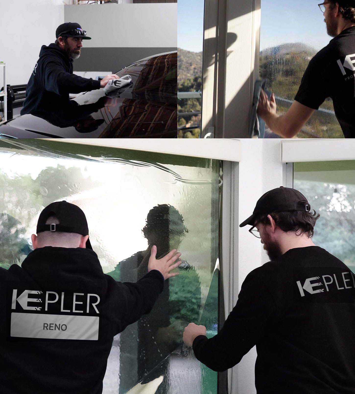 Kepler Technician Installing Ceramic Window Tint to Home in Reno