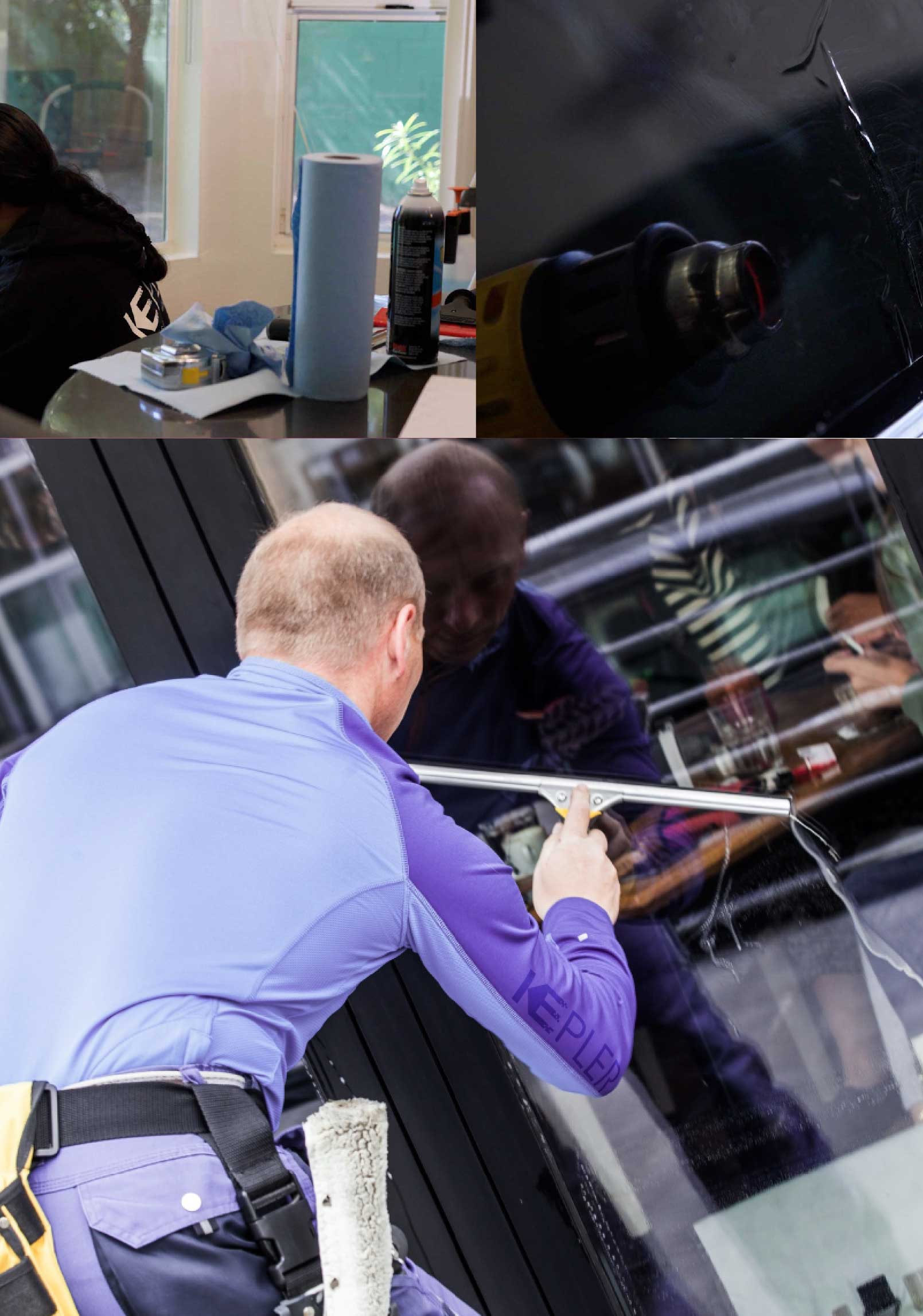 Kepler Expert Applying Anti-Graffiti Window Film to a Las Cruces Shop Front