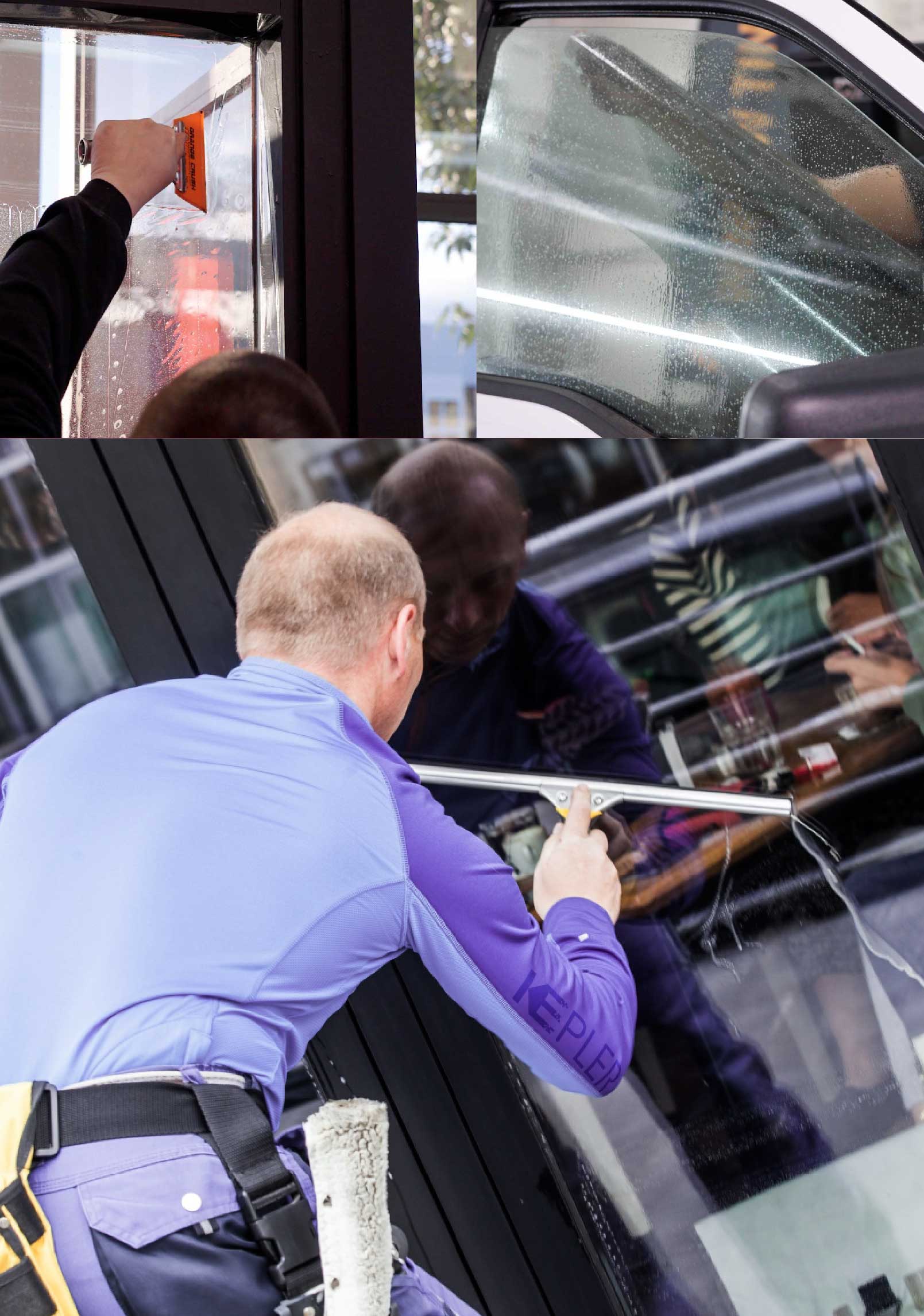 Kepler Professional Applying Anti-Graffiti Window Film to a Saint Charles Shop Front