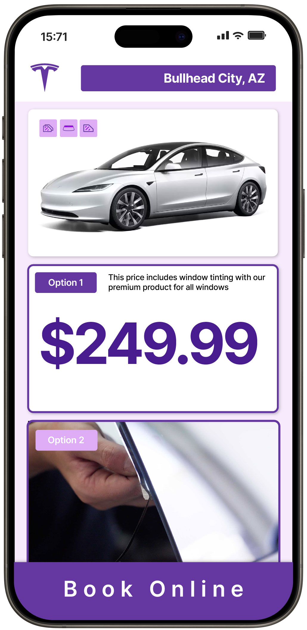 View Affordable Tesla Window Tinting Prices in Bullhead City, Arizona