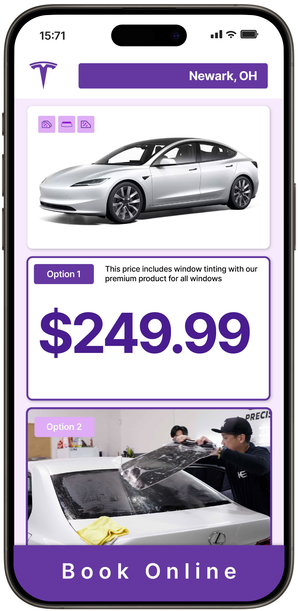 View Reasonable Tesla Window Tinting Prices in Newark, Ohio