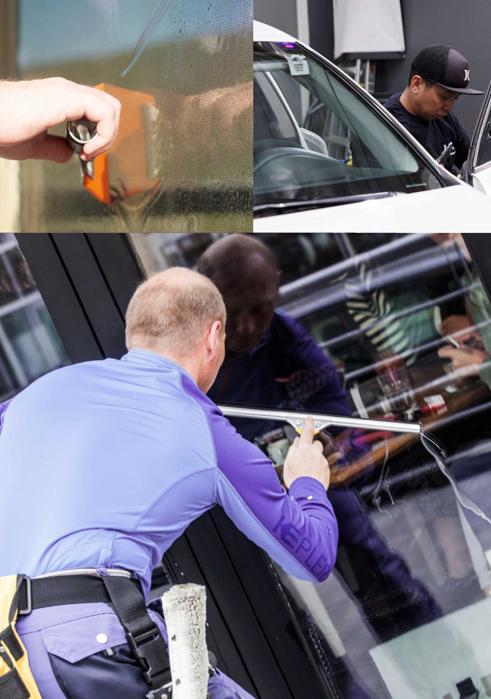 Kepler Professional Applying Anti-Graffiti Window Film to a Conway Shop Front