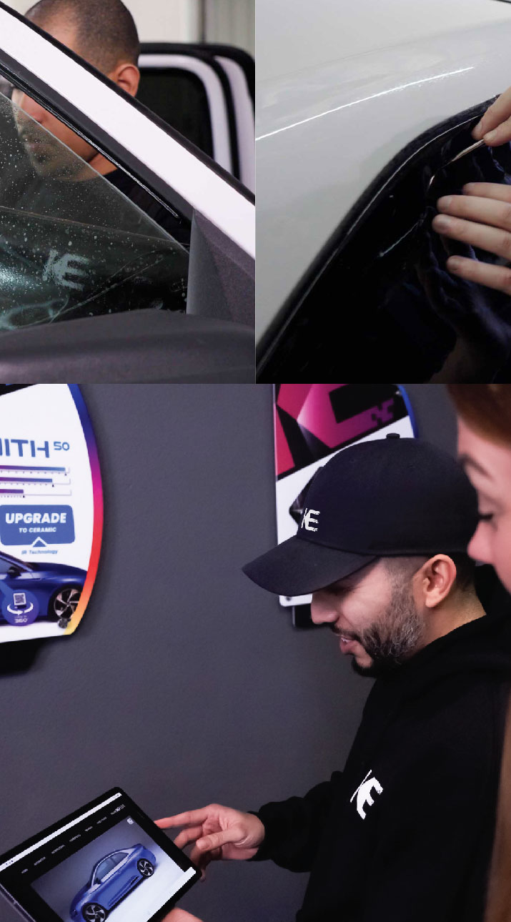 Kepler Dealer Showing Car Window Film Options to Customer in Keizer, Oregon