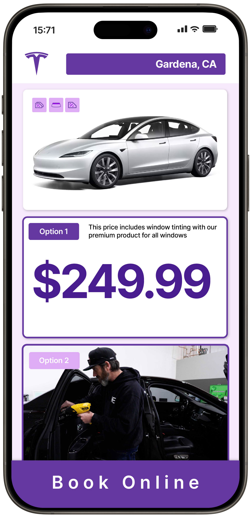 View Competitive Tesla Window Tinting Rates in Gardena, California