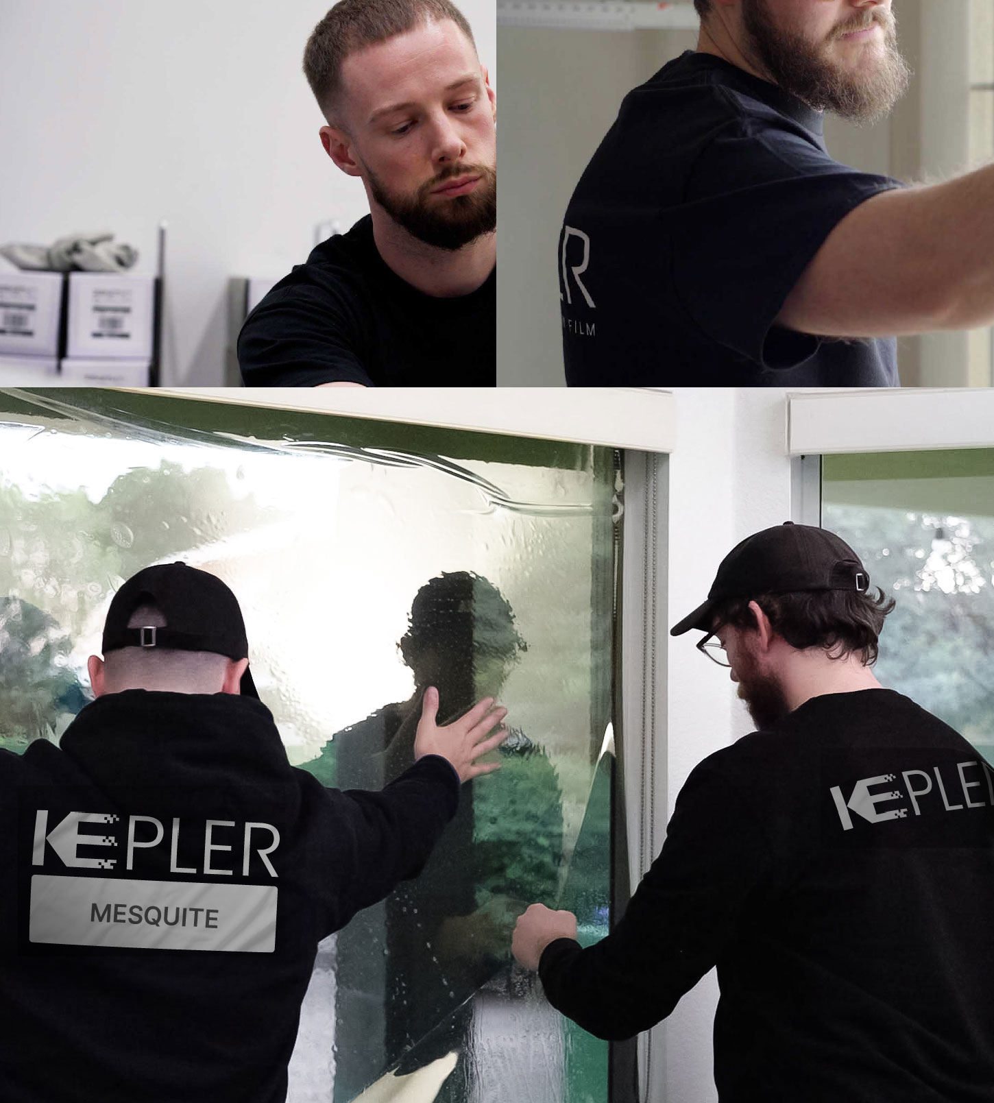 Expert Technician Fitting Ceramic Window Tint to Home in Mesquite