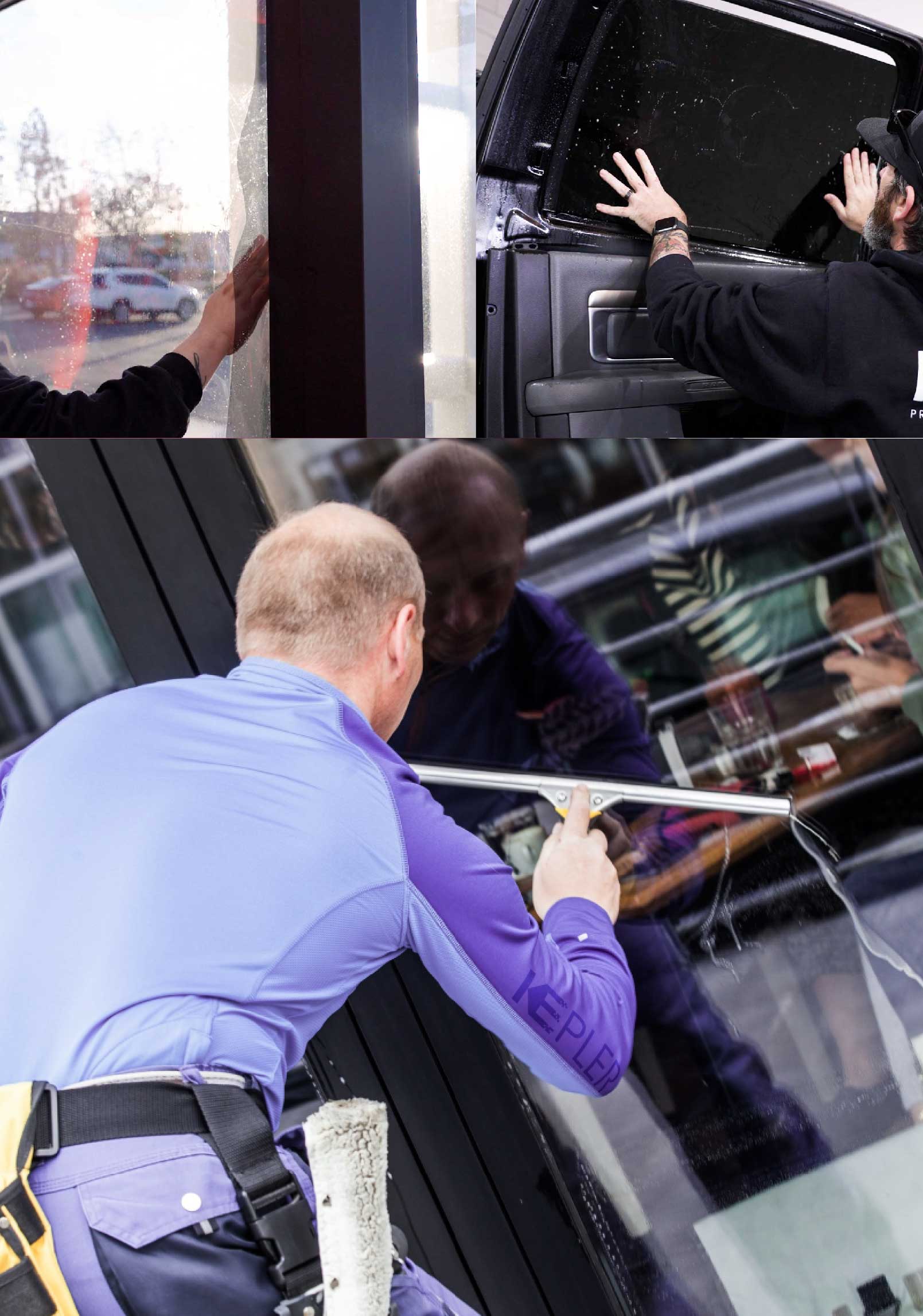 Kepler Skilled Applying Anti-Graffiti Window Film to a Albemarle Shop Front