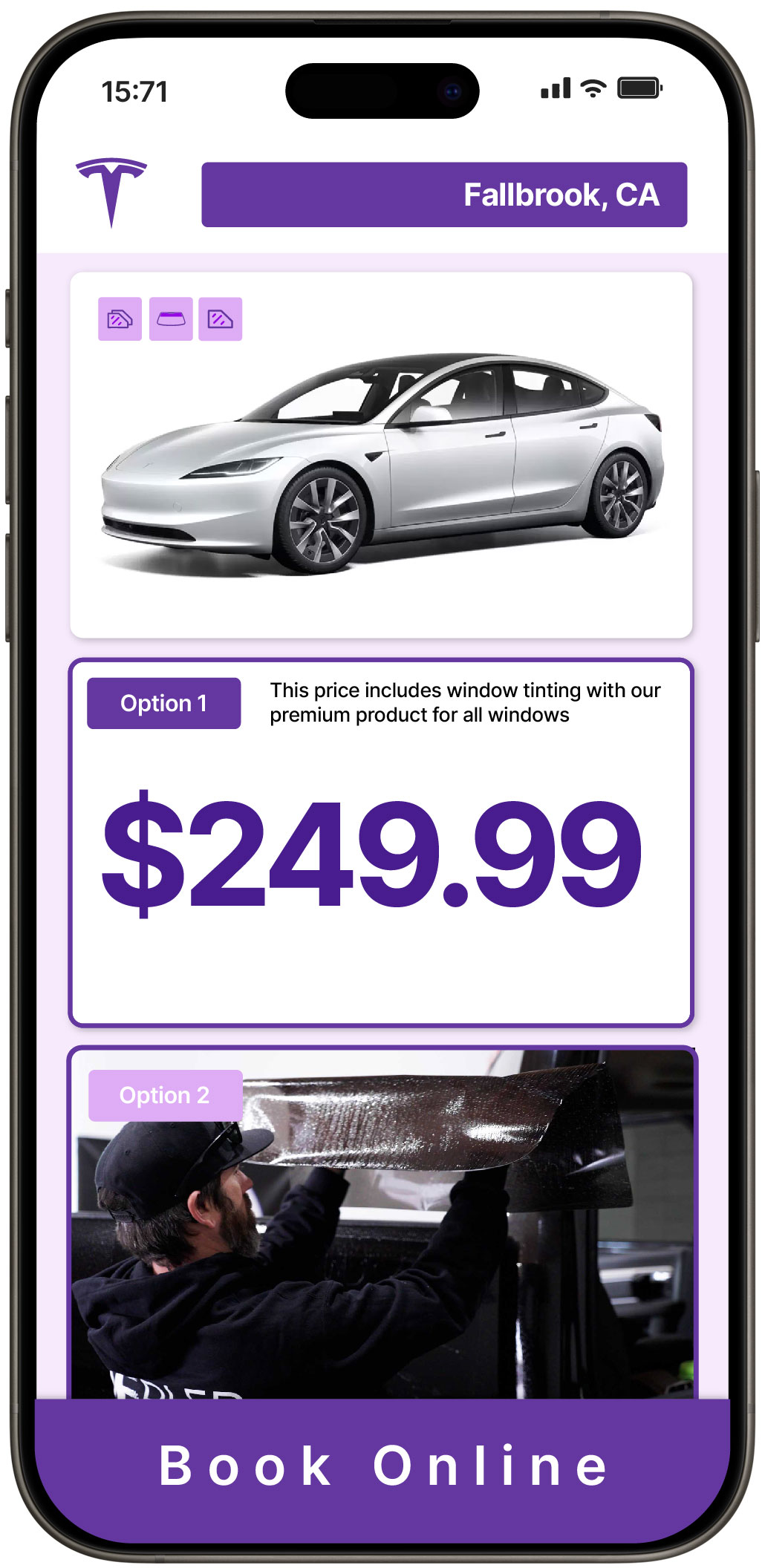 View Competitive Tesla Window Tinting Rates in Fallbrook, California