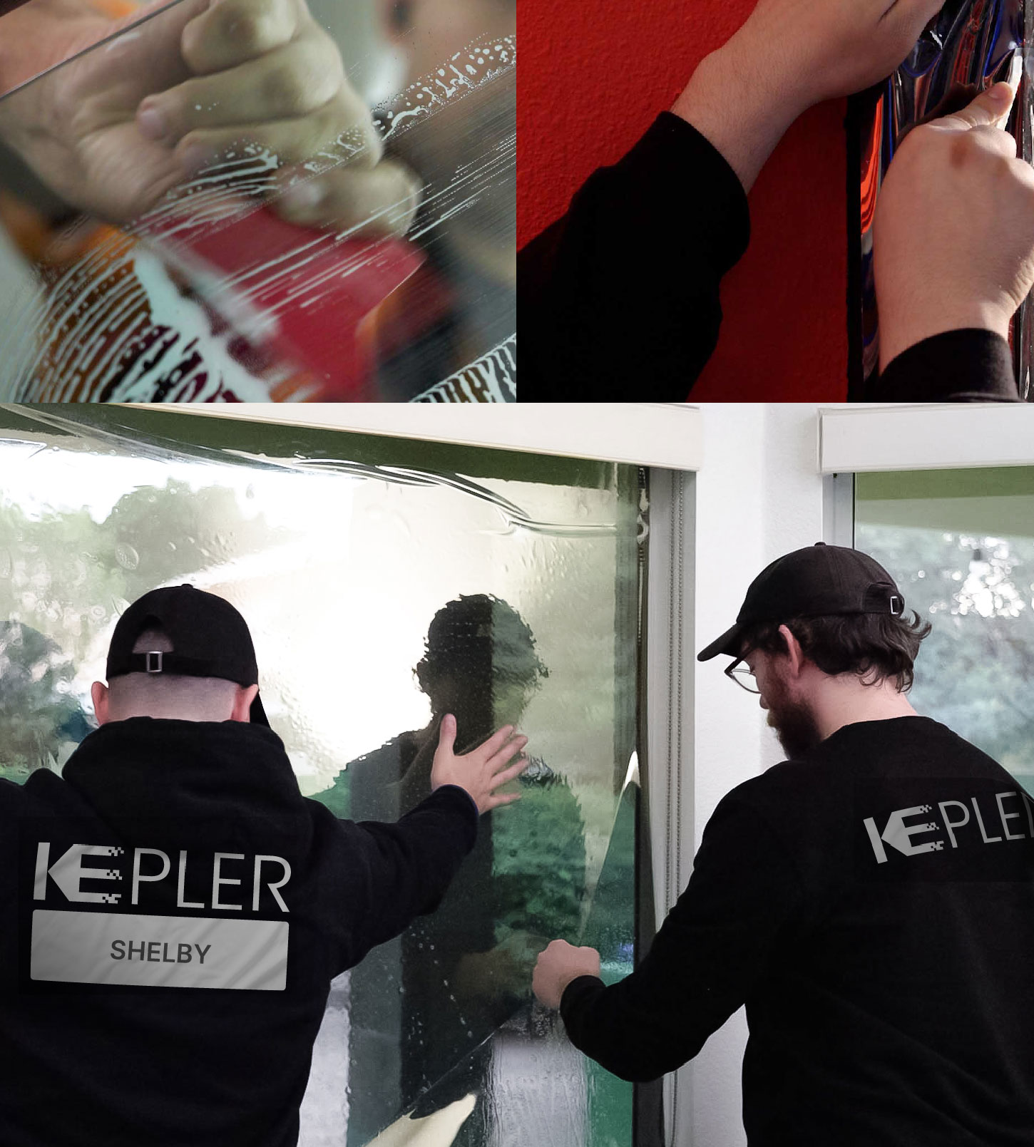 Kepler Technician Fitting Advanced Window Tint to Home in Shelby